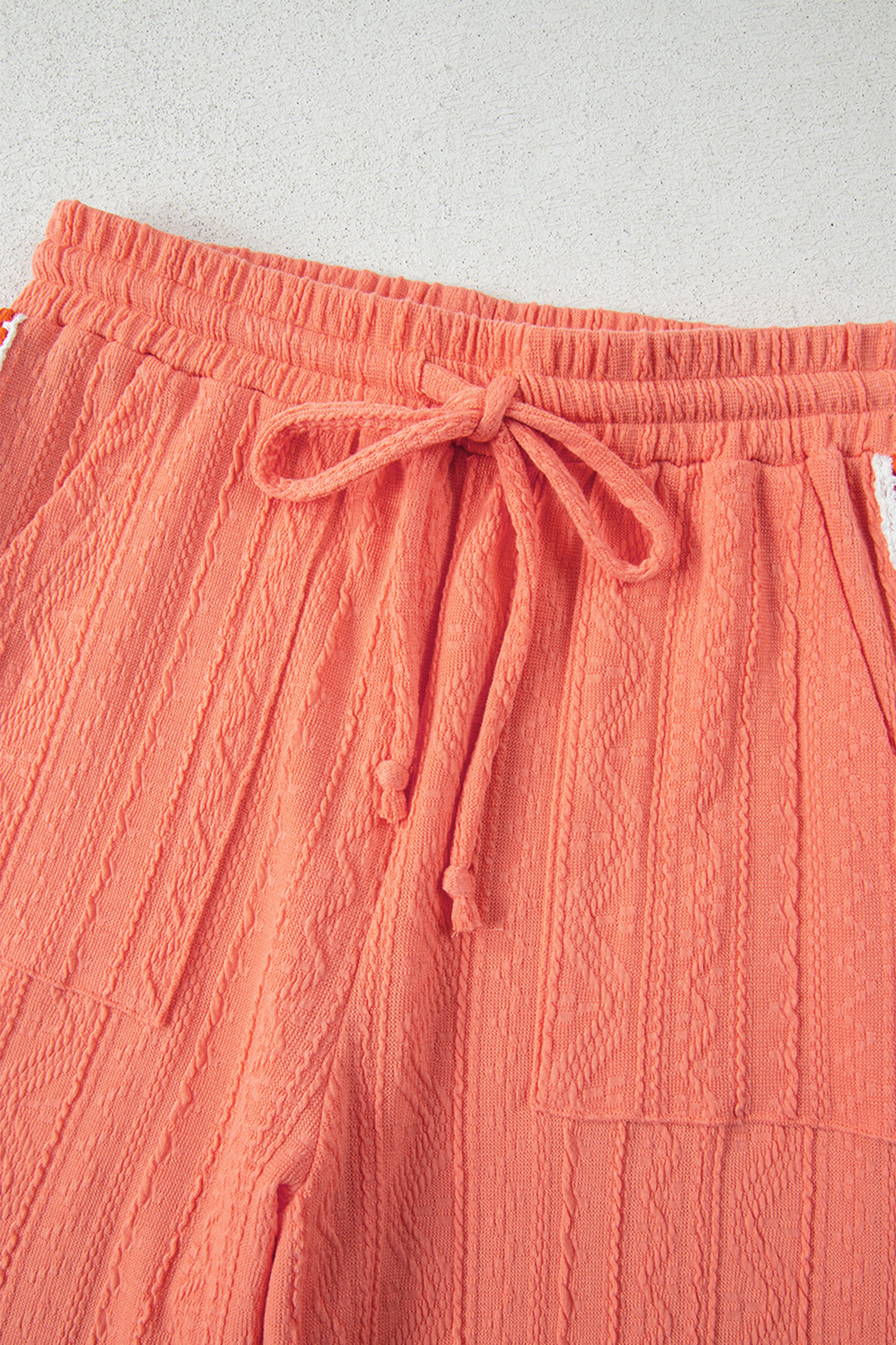 Stylish Women's Floral Accent Pants Set in Grapefruit Orange – Perfect for Spring Outings - Detail View 9 Stylish Women's Floral Accent Pants Set in Grapefruit Orange – Perfect for Spring Outings - Detail View 9