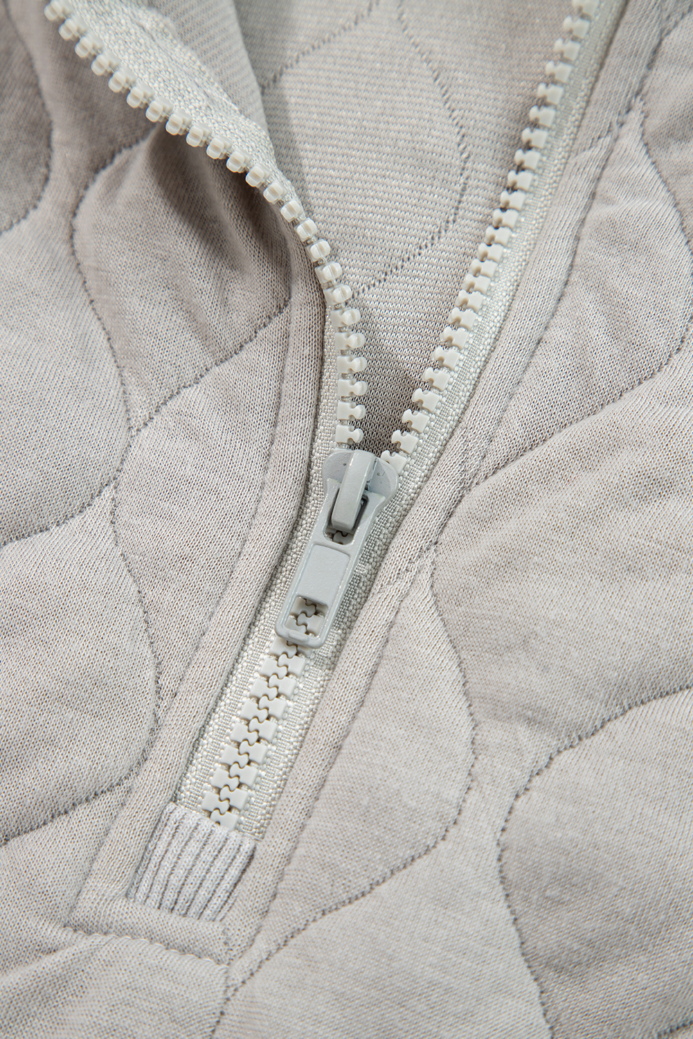 Gray Quilted Plus Size Hoodie for Women – Versatile Quarter Zip for Winter Outings - Detail View 9 Gray Quilted Plus Size Hoodie for Women – Versatile Quarter Zip for Winter Outings - Detail View 9