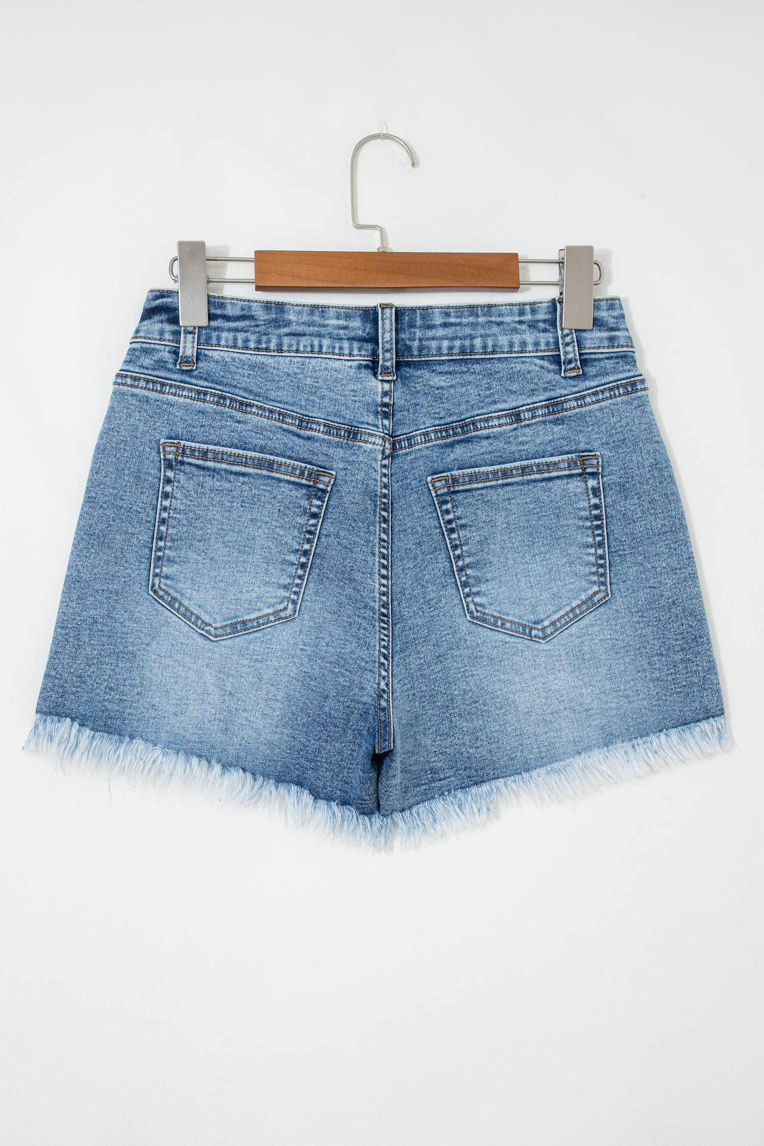 Dusk Blue Western Studded Denim Shorts for Women – High Waisted Embroidered Shorts for Concerts - Detail View 5 Dusk Blue Western Studded Denim Shorts for Women – High Waisted Embroidered Shorts for Concerts - Detail View 5