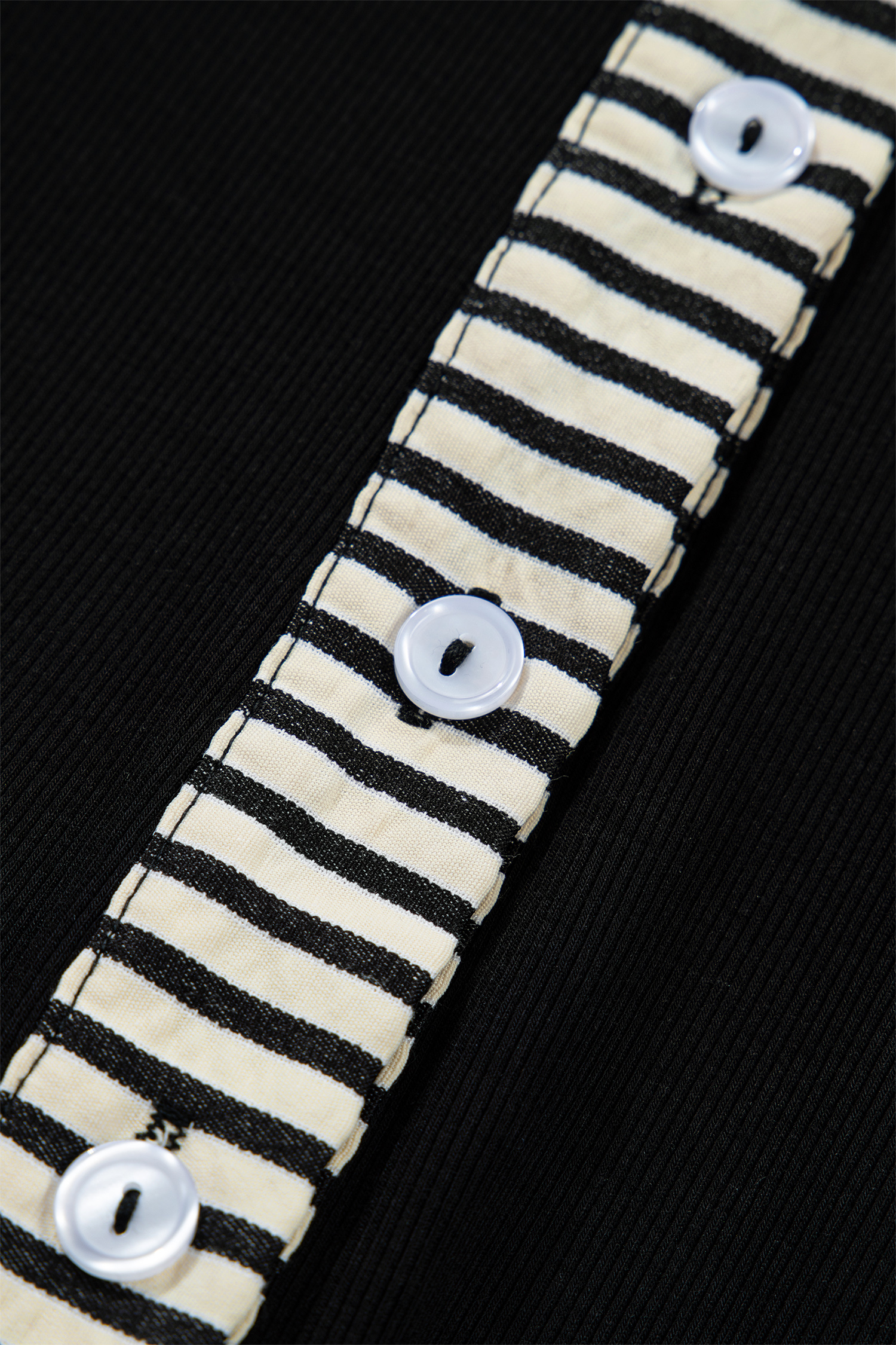 Chic Black Stripe Polo Collar Mini Dress – Perfect for Daily Wear and Graduation Events - Detail View 8 Chic Black Stripe Polo Collar Mini Dress – Perfect for Daily Wear and Graduation Events - Detail View 8