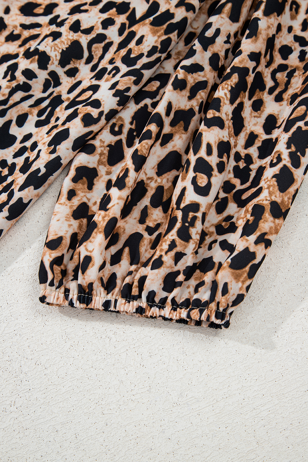 Women's Apricot Leopard V Neck Half Sleeve Blouse - Trendy Casual Top - Detail View 9 Women's Apricot Leopard V Neck Half Sleeve Blouse - Trendy Casual Top - Detail View 9