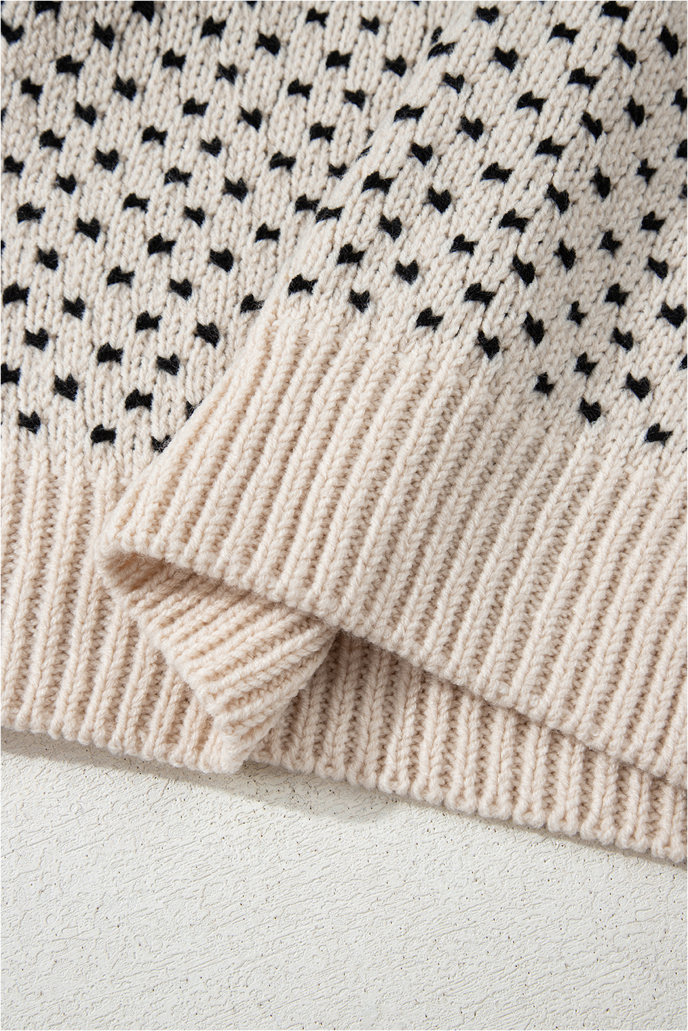 Chic Beige Bow Decor Color Contrast Ribbed Edge Crew Neck Sweater for Women - Detail View 13 Chic Beige Bow Decor Color Contrast Ribbed Edge Crew Neck Sweater for Women - Detail View 13