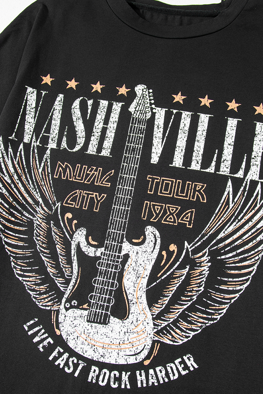 Nashville Graphic Print T Shirt Dress, Women's Rock Style - Detail View 8 Nashville Graphic Print T Shirt Dress, Women's Rock Style - Detail View 8