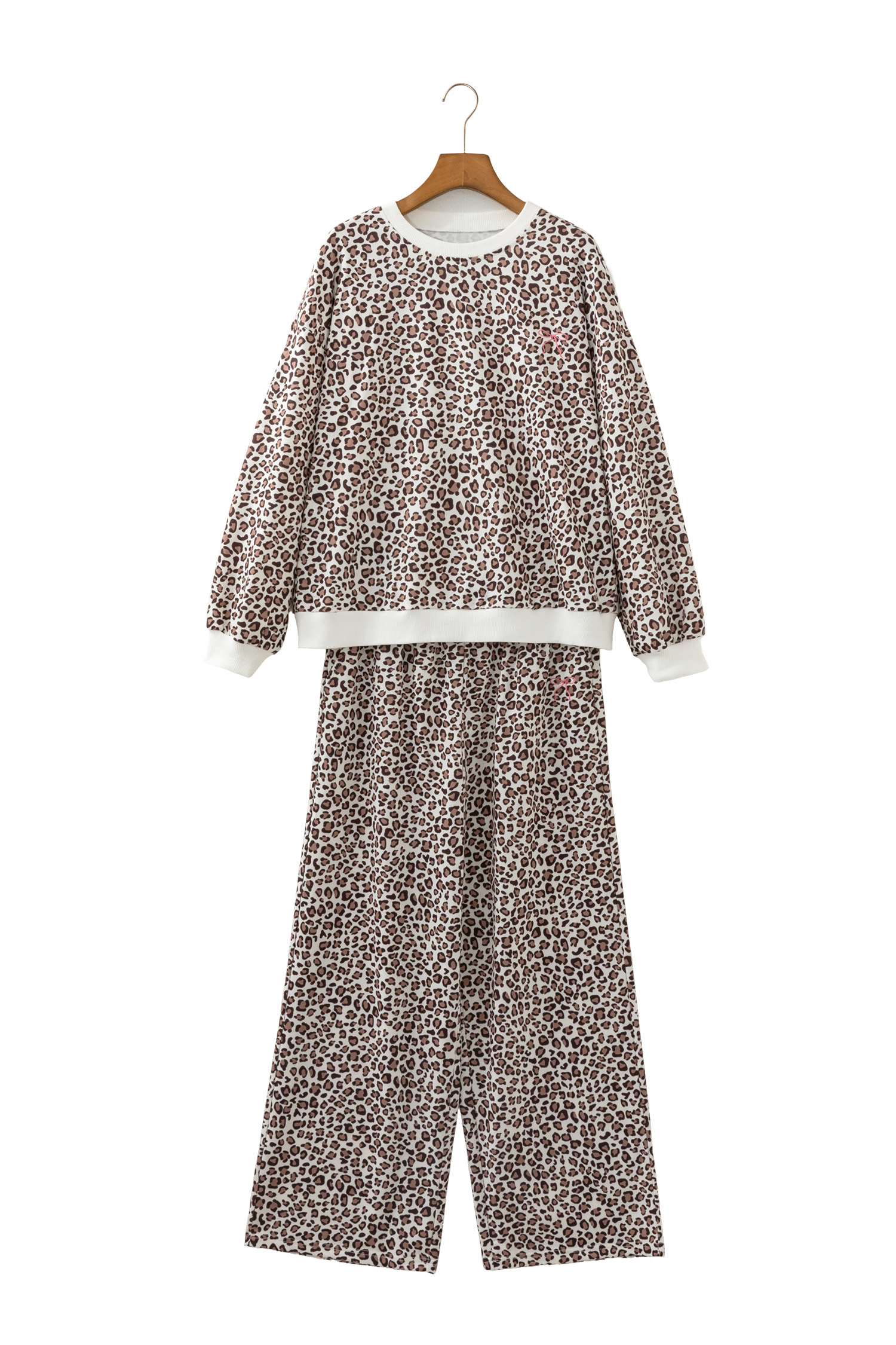 Soft Leopard Lounge Outfit, Daily Long Sleeve Two Piece Set - Detail View 6 Soft Leopard Lounge Outfit, Daily Long Sleeve Two Piece Set - Detail View 6