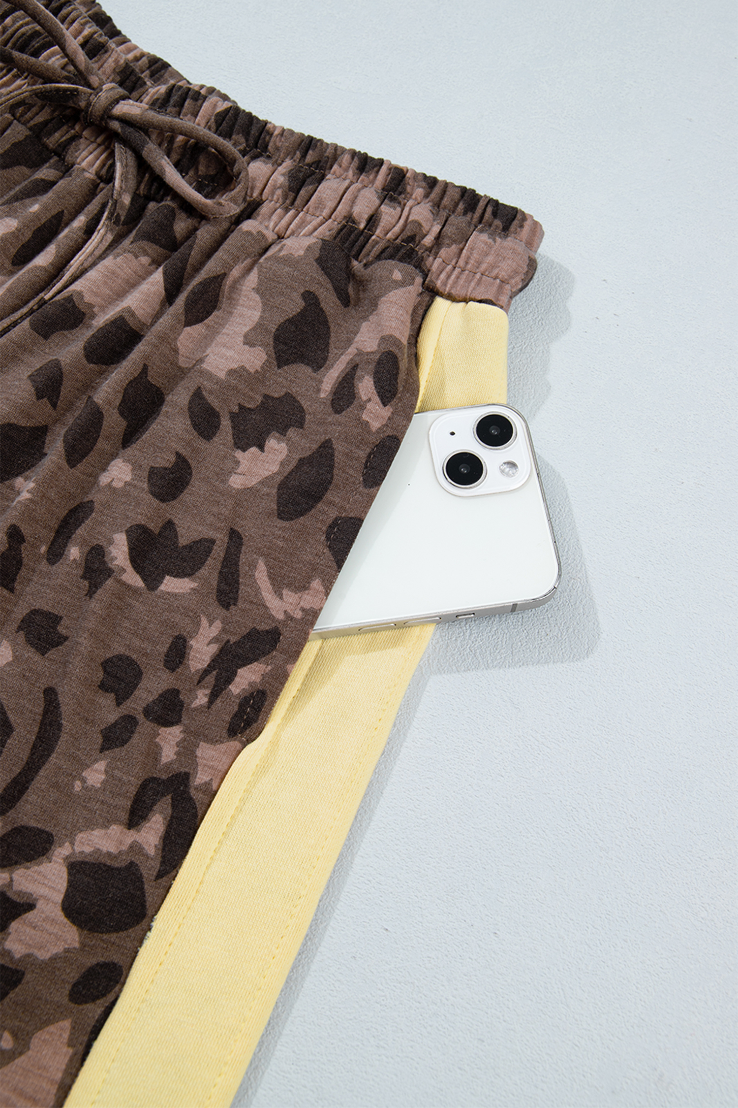 Leopard Color Block Pant Set, Trendy Wide Leg Autumn Outfit - Detail View 14 Leopard Color Block Pant Set, Trendy Wide Leg Autumn Outfit - Detail View 14