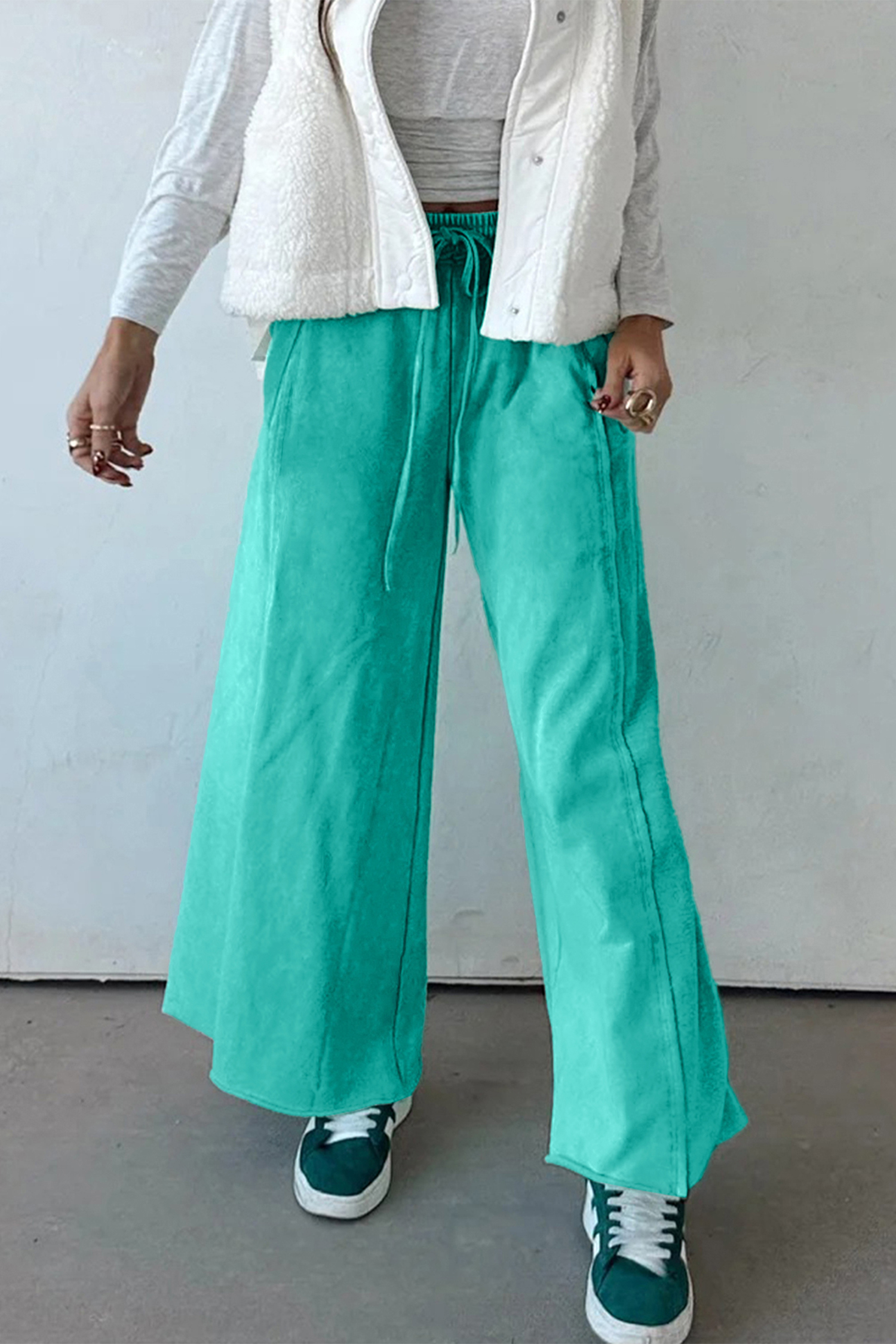 Relaxed Sea Green Drawstring Pants for Women – Ideal for Daily Wear and Casual Outings - Detail View 8 Relaxed Sea Green Drawstring Pants for Women – Ideal for Daily Wear and Casual Outings - Detail View 8