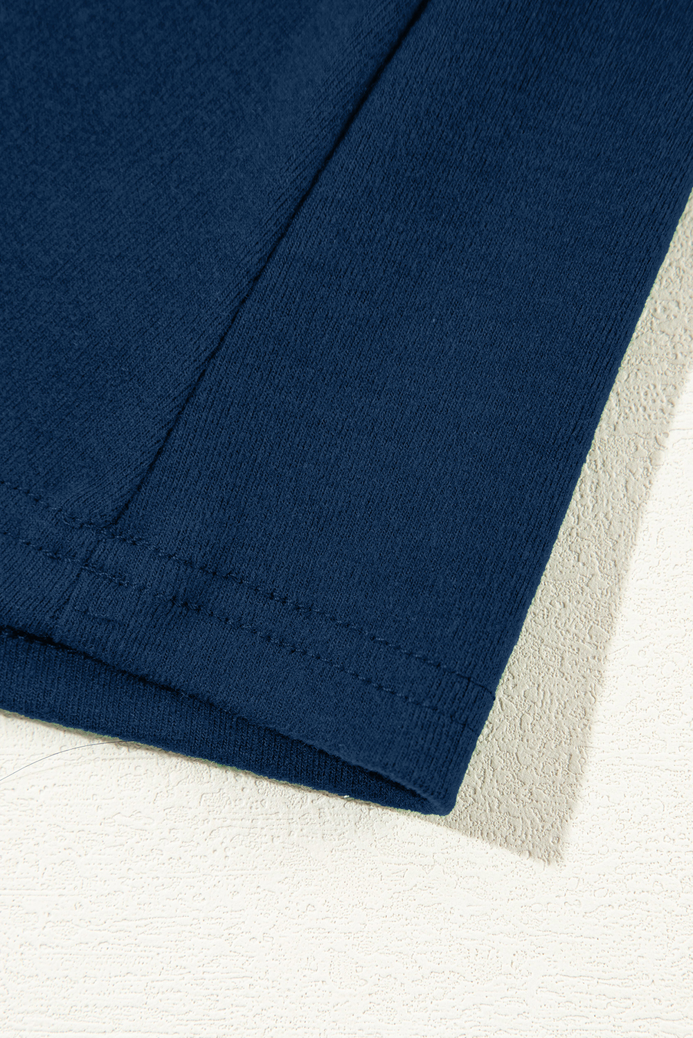 Navy Blue Crew Neck Long Sleeve, Casual Exposed Seam Shirt - Detail View 11 Navy Blue Crew Neck Long Sleeve, Casual Exposed Seam Shirt - Detail View 11