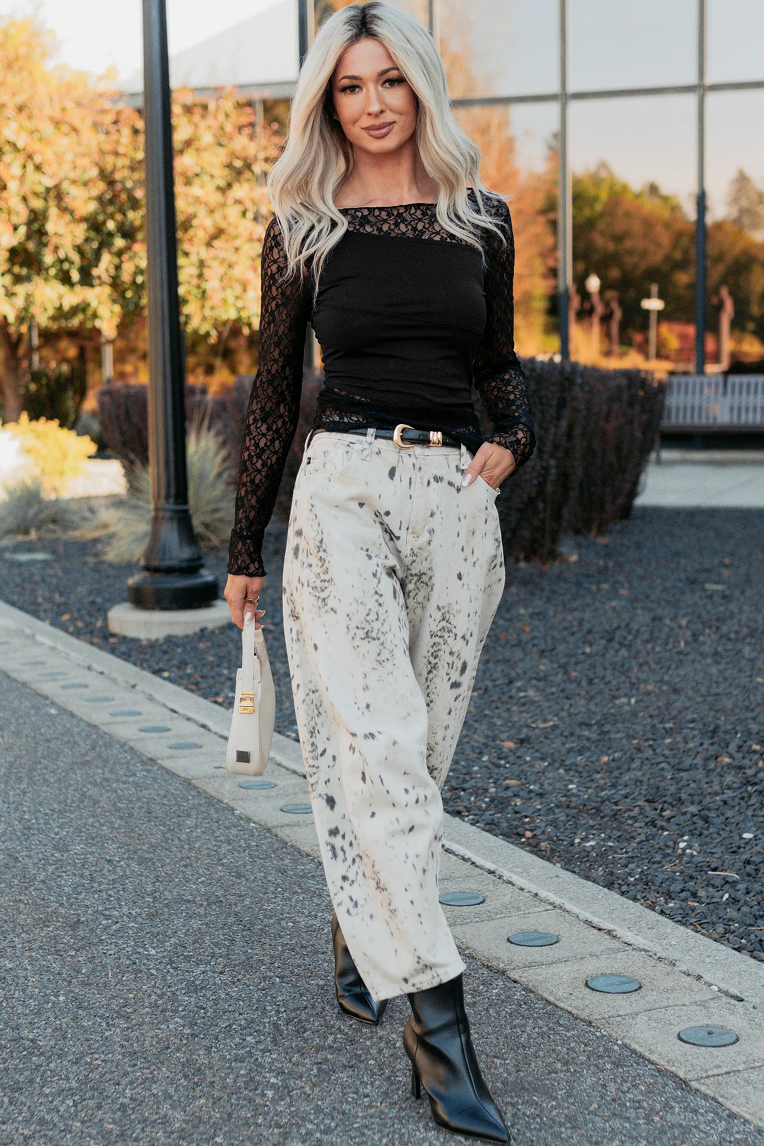 Chic Black Sheer Floral Lace Patchwork Top for Women – Long Sleeve Asymmetric Style for Spring - Detail View 8 Chic Black Sheer Floral Lace Patchwork Top for Women – Long Sleeve Asymmetric Style for Spring - Detail View 8