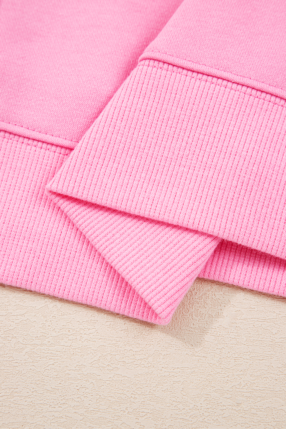 Casual Long Sleeve Pink Sweatshirt with Bow Detail and Lace Embroidery - Detail View 10 Casual Long Sleeve Pink Sweatshirt with Bow Detail and Lace Embroidery - Detail View 10