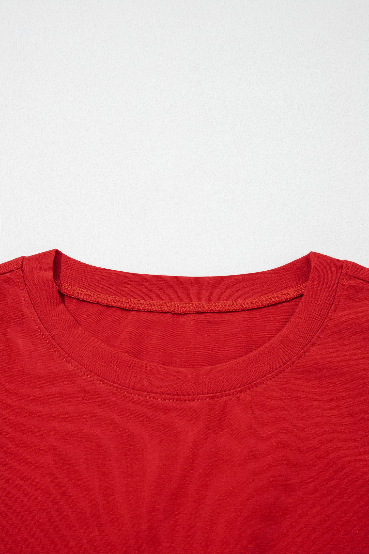 Casual Varsity Striped Tee for Women – Fiery Red Round Neck Short Sleeve Cotton Blend Shirt - Detail View 5 Casual Varsity Striped Tee for Women – Fiery Red Round Neck Short Sleeve Cotton Blend Shirt - Detail View 5