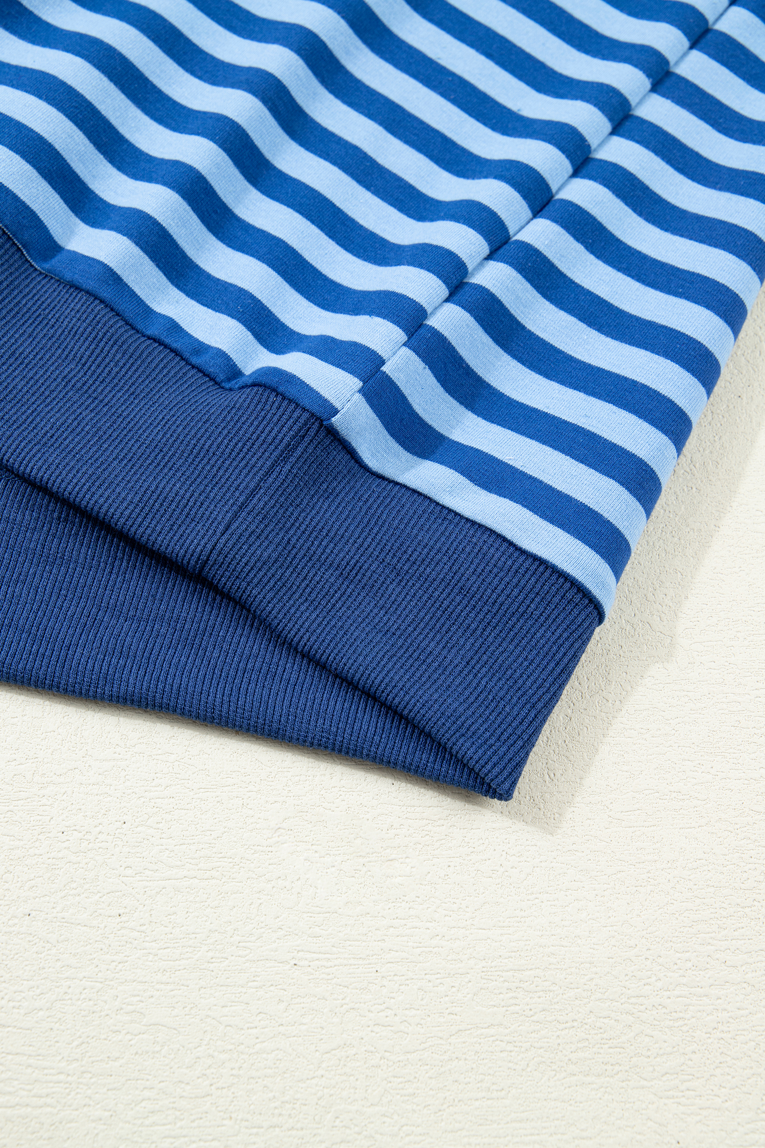 Women's Blue Stripe Long Sleeve Pullover & Short Set – Casual Spring Outfit for Daily Wear - Detail View 13 Women's Blue Stripe Long Sleeve Pullover & Short Set – Casual Spring Outfit for Daily Wear - Detail View 13