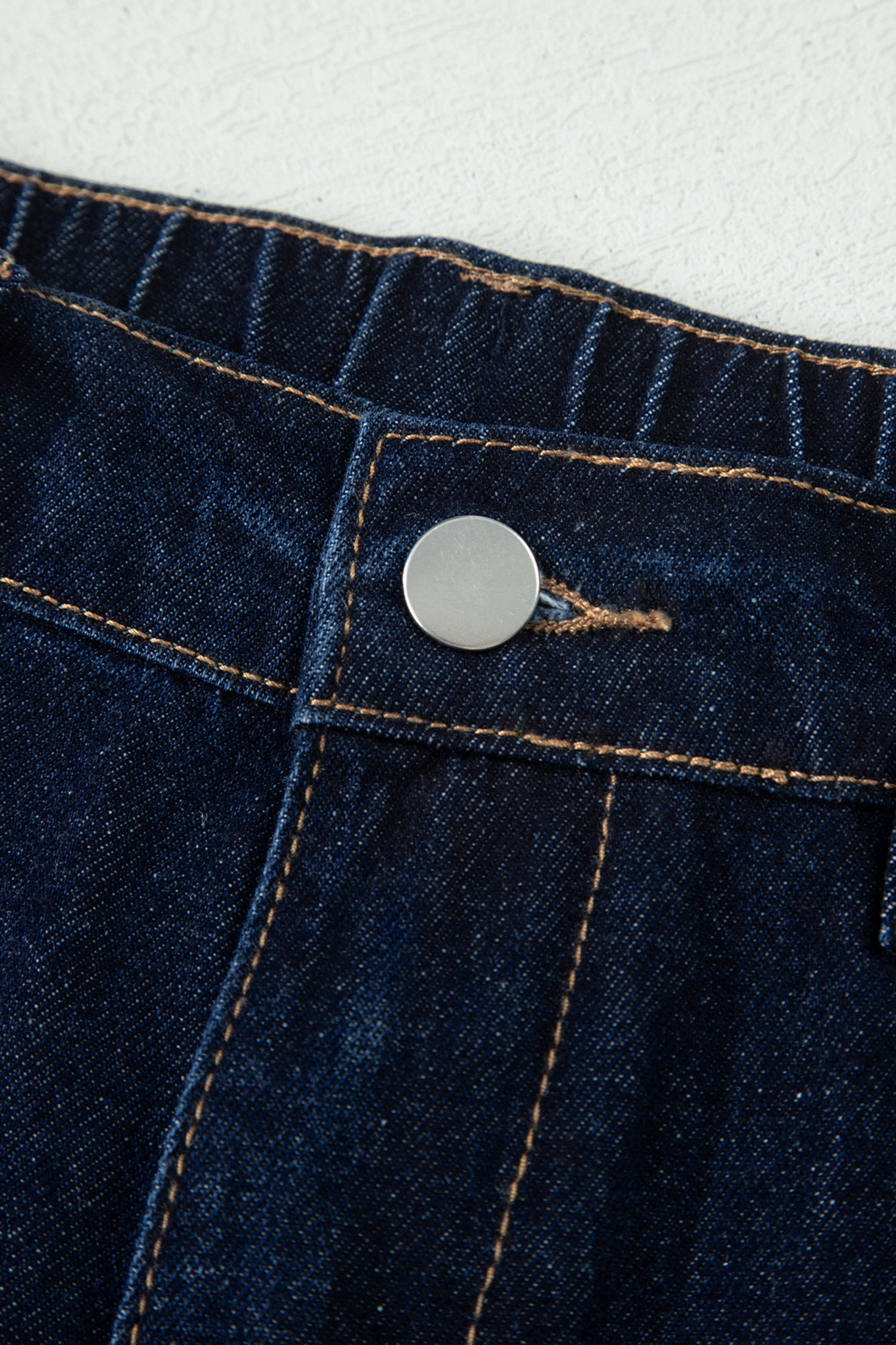 Southern Belle Denim Shorts – Embroidered Scalloped Trim, Casual Navy Blue Shift Style - Detail View 8 Southern Belle Denim Shorts – Embroidered Scalloped Trim, Casual Navy Blue Shift Style - Detail View 8
