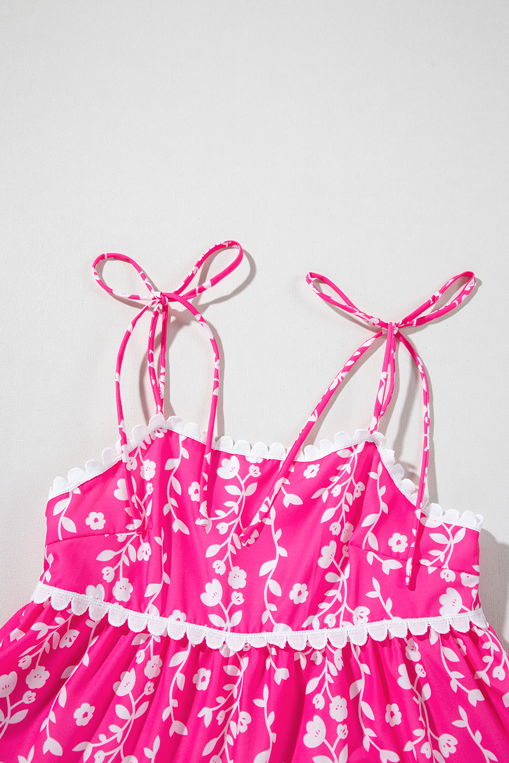 Bohemian-Inspired Pink Mini Dress - Floral Print and Ric Rac Detailing - Detail View 14 Bohemian-Inspired Pink Mini Dress - Floral Print and Ric Rac Detailing - Detail View 14
