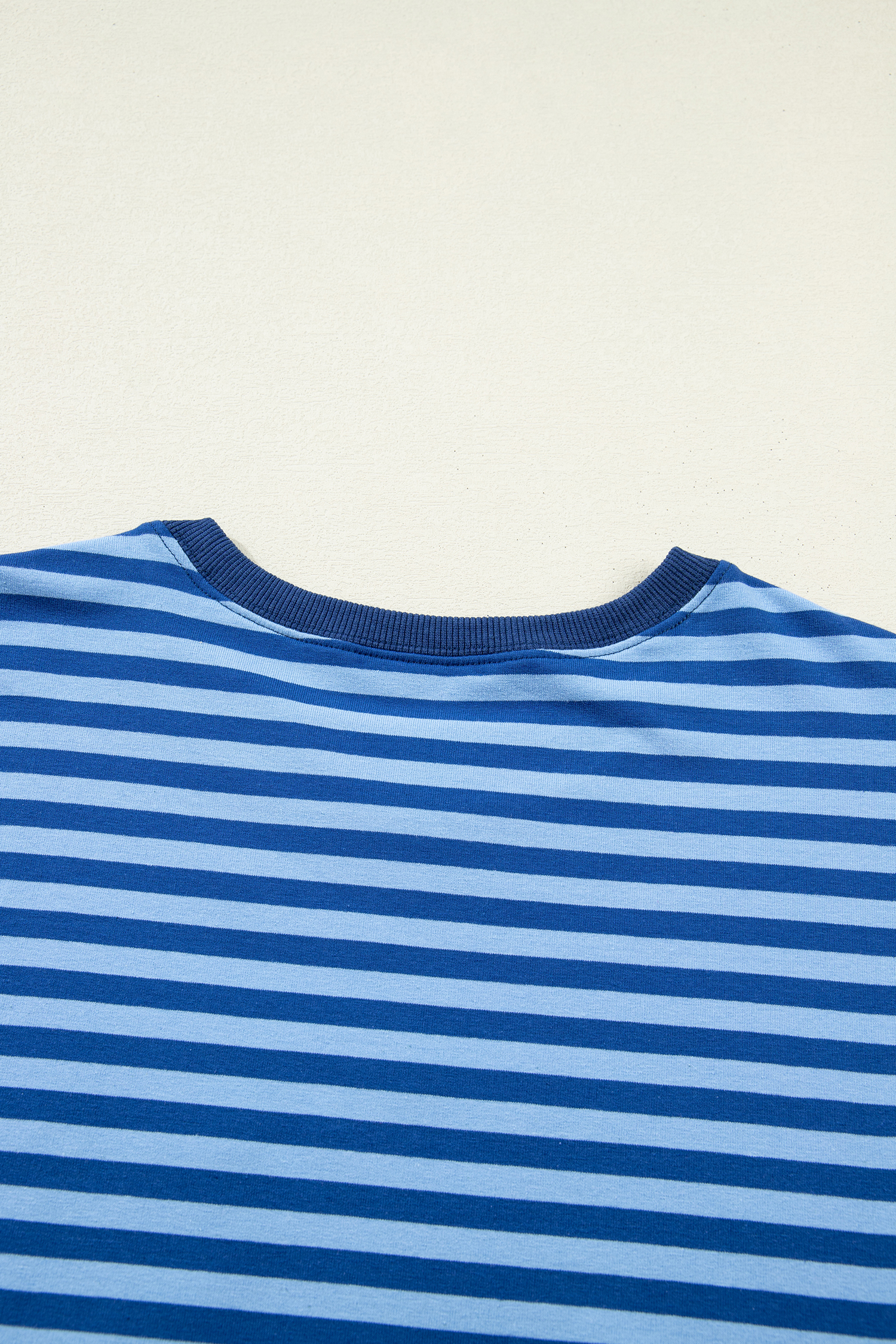 Casual Blue Stripe Long Sleeve Pullover with High Waist Shorts – Ideal for Daily Outings - Detail View 9 Casual Blue Stripe Long Sleeve Pullover with High Waist Shorts – Ideal for Daily Outings - Detail View 9