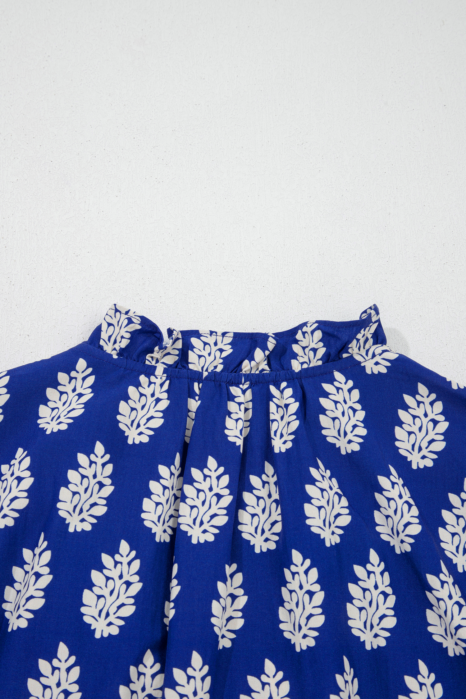 Southern Belle Style Plus Size Blouse – Blue Botanical Print V Neck Short Sleeve Top, Daily Summer Casual - Detail View 9 Southern Belle Style Plus Size Blouse – Blue Botanical Print V Neck Short Sleeve Top, Daily Summer Casual - Detail View 9