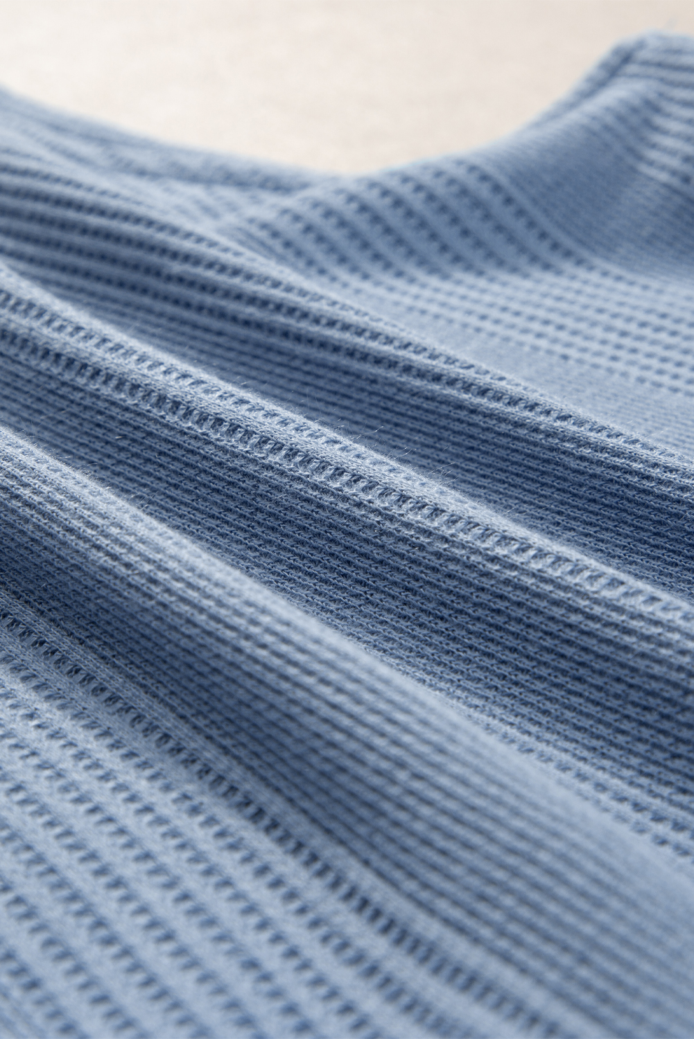 Casual Summer Loungewear Set - Ribbed Texture Tank Top and High-Waisted Pants in Beau Blue - Detail View 19 Casual Summer Loungewear Set - Ribbed Texture Tank Top and High-Waisted Pants in Beau Blue - Detail View 19