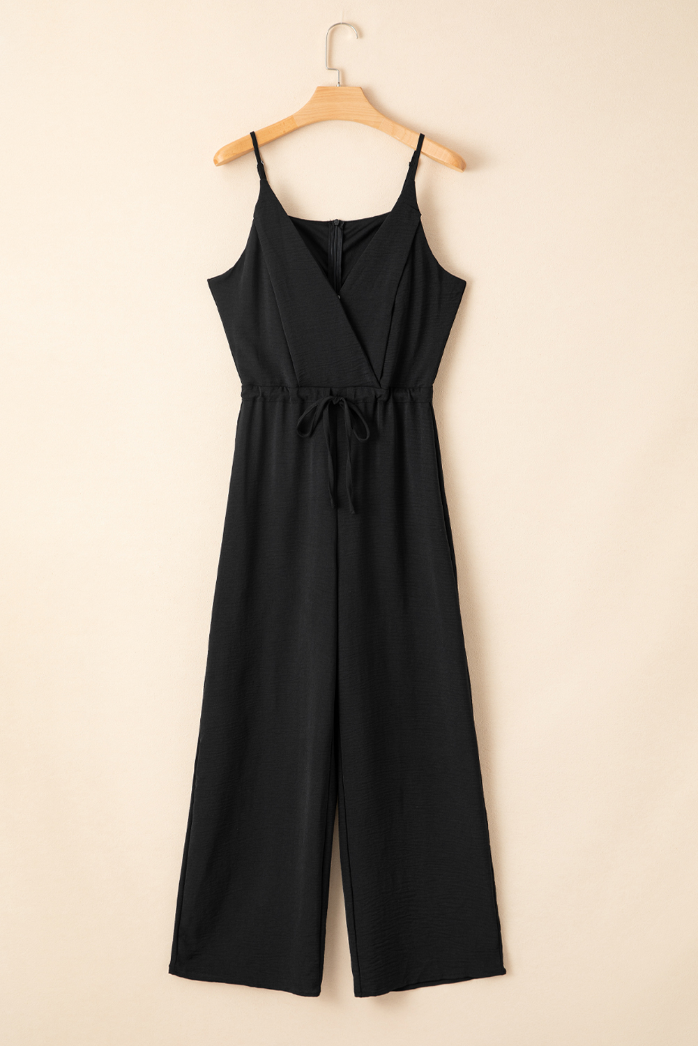 Women's Wide Leg Spaghetti Strap Jumpsuit – Casual High Waist Sleeveless Romper for Summer - Detail View 7 Women's Wide Leg Spaghetti Strap Jumpsuit – Casual High Waist Sleeveless Romper for Summer - Detail View 7