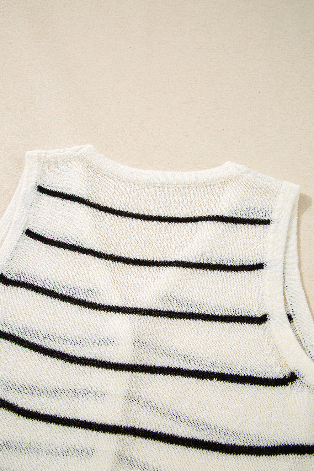 Elegant Women's Black Stripe Buttoned V Neck Slim Fit Sweater Vest - Detail View 13 Elegant Women's Black Stripe Buttoned V Neck Slim Fit Sweater Vest - Detail View 13