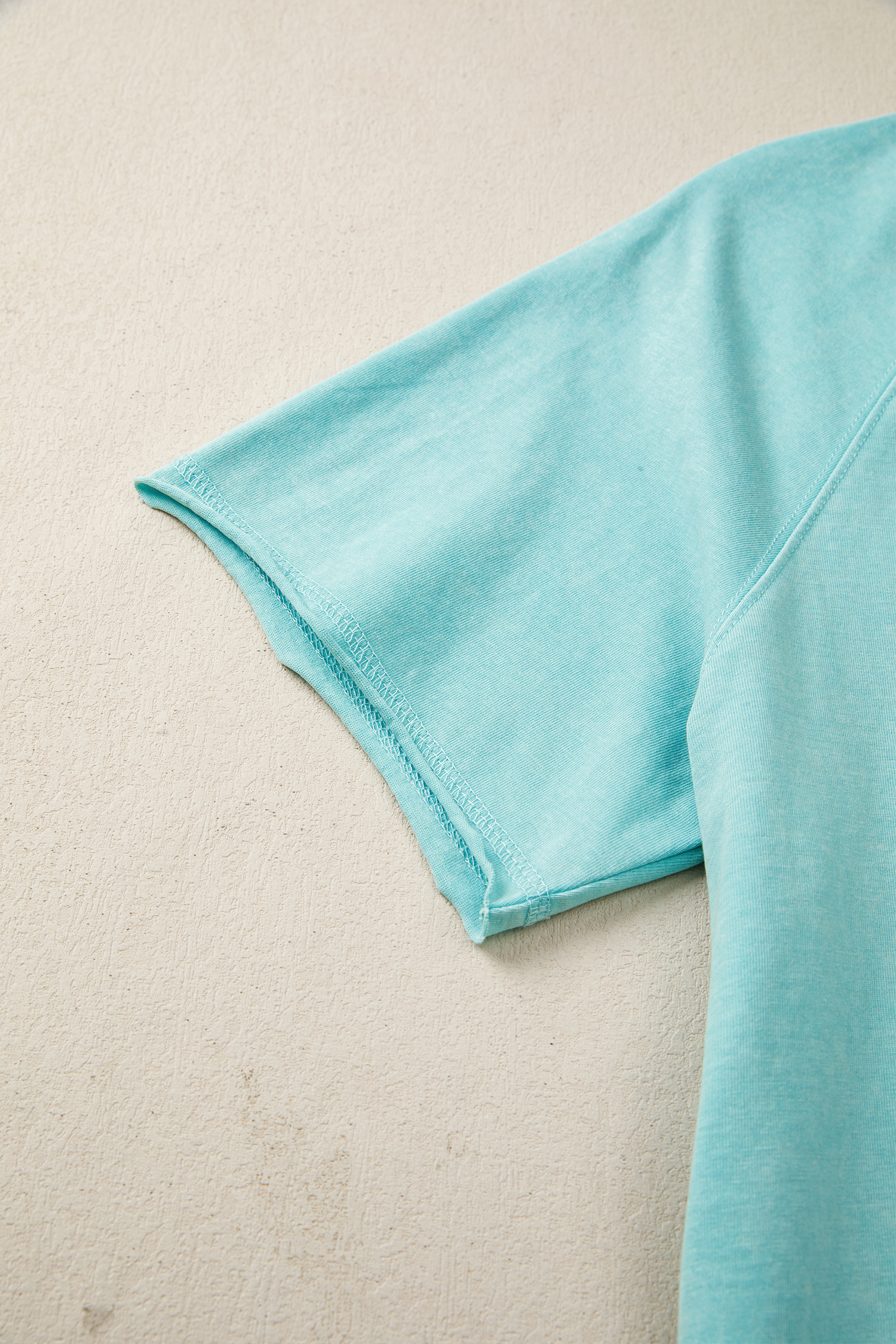 Mint Green Mineral Wash Boxy Cropped Tee for Women – Effortless Casual Style for Summer - Detail View 8 Mint Green Mineral Wash Boxy Cropped Tee for Women – Effortless Casual Style for Summer - Detail View 8