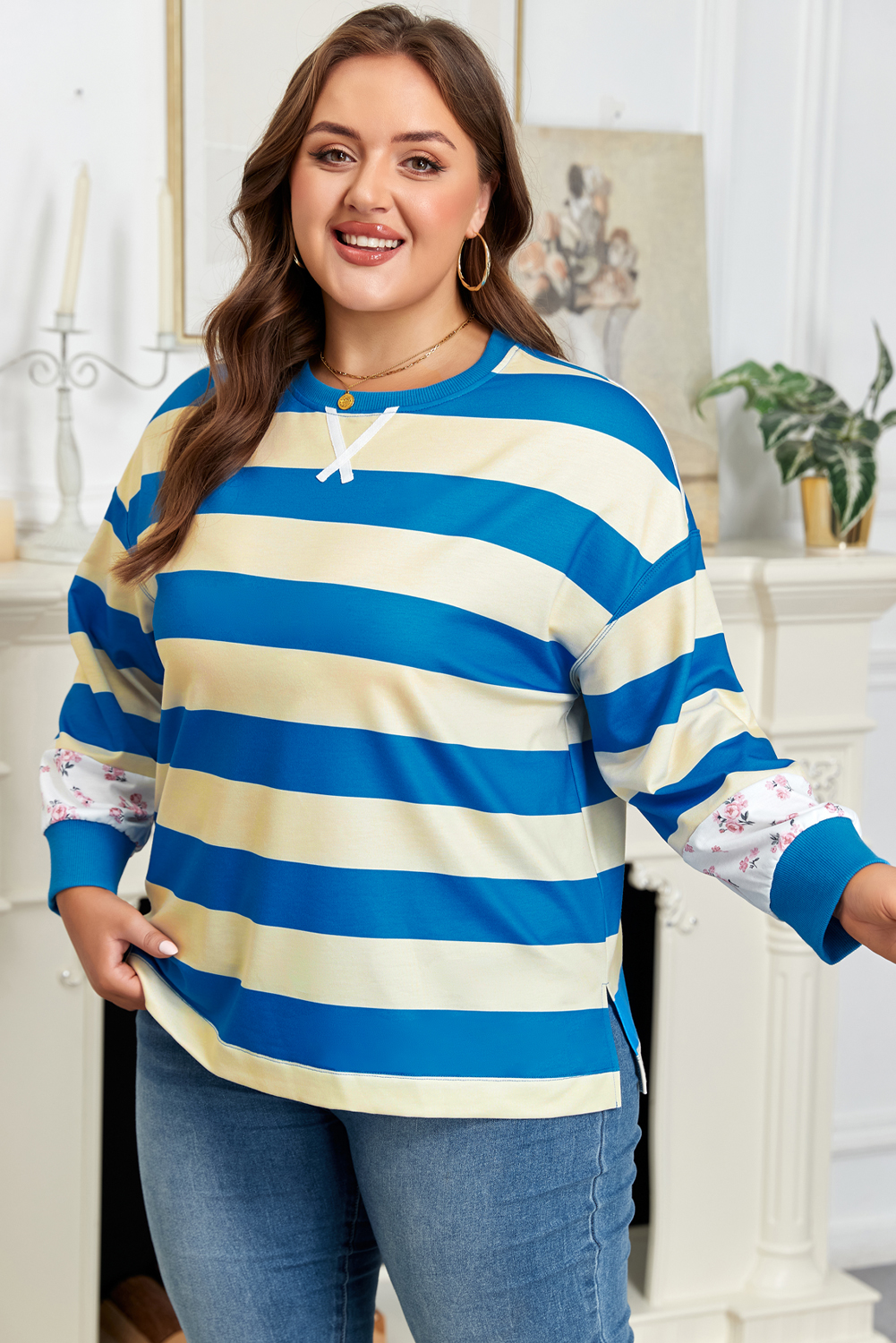 Comfortable Plus Size Shift Top with Colorblock Design - Perfect for Fall & Autumn - Detail View 7 Comfortable Plus Size Shift Top with Colorblock Design - Perfect for Fall & Autumn - Detail View 7