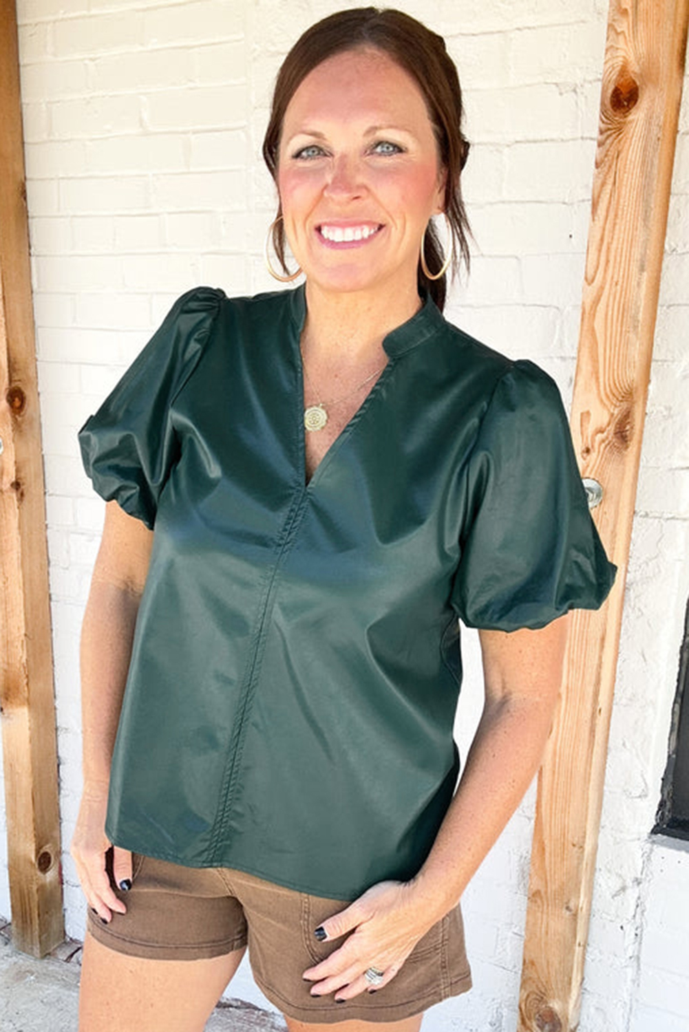 Stylish Short Sleeve Blouse in Sea Green - Perfect for Daily Wear and Special Occasions - Detail View 3 Stylish Short Sleeve Blouse in Sea Green - Perfect for Daily Wear and Special Occasions - Detail View 3