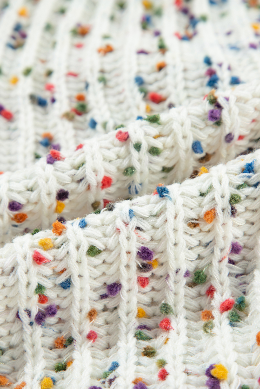 Women's Sweater, White Confetti, Reversible Design, Twist Detail, Long Sleeve, Casual Style, Knit Sweater, Fall Fashion, Daily Wear, Stylish Layering, Multicolor Pattern, Comfortable, Shift Silhouette - Detail View 16 Women's Sweater, White Confetti, Reversible Design, Twist Detail, Long Sleeve, Casual Style, Knit Sweater, Fall Fashion, Daily Wear, Stylish Layering, Multicolor Pattern, Comfortable, Shift Silhouette - Detail View 16