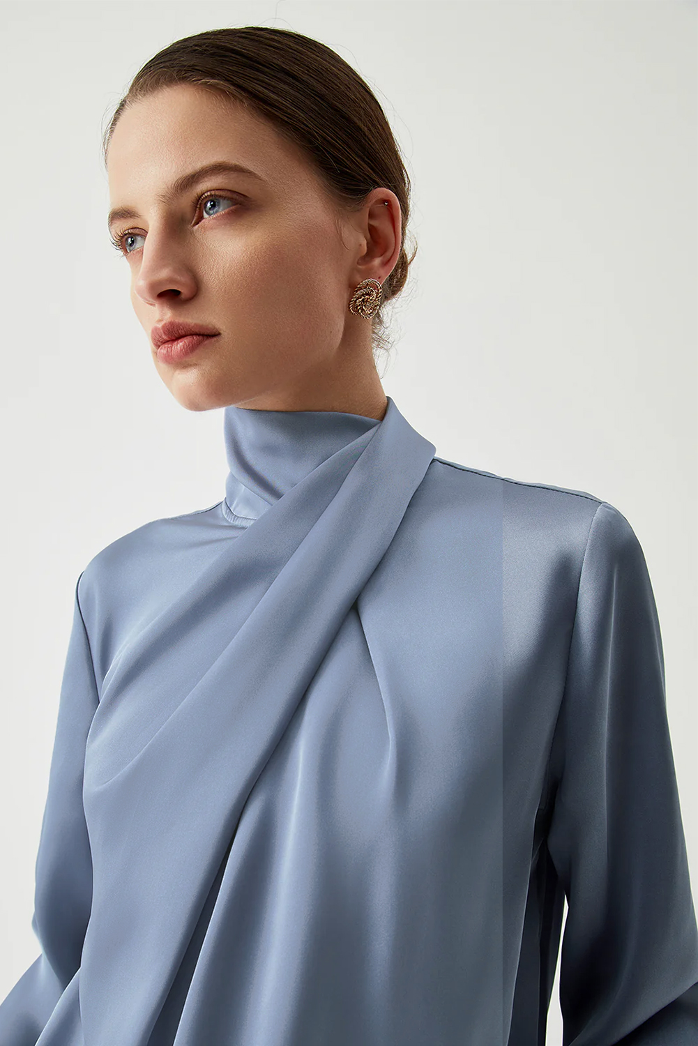 Women's Flowy Long Sleeve Blouse, Elegant Ivy Work Shirt - Detail View 6 Women's Flowy Long Sleeve Blouse, Elegant Ivy Work Shirt - Detail View 6
