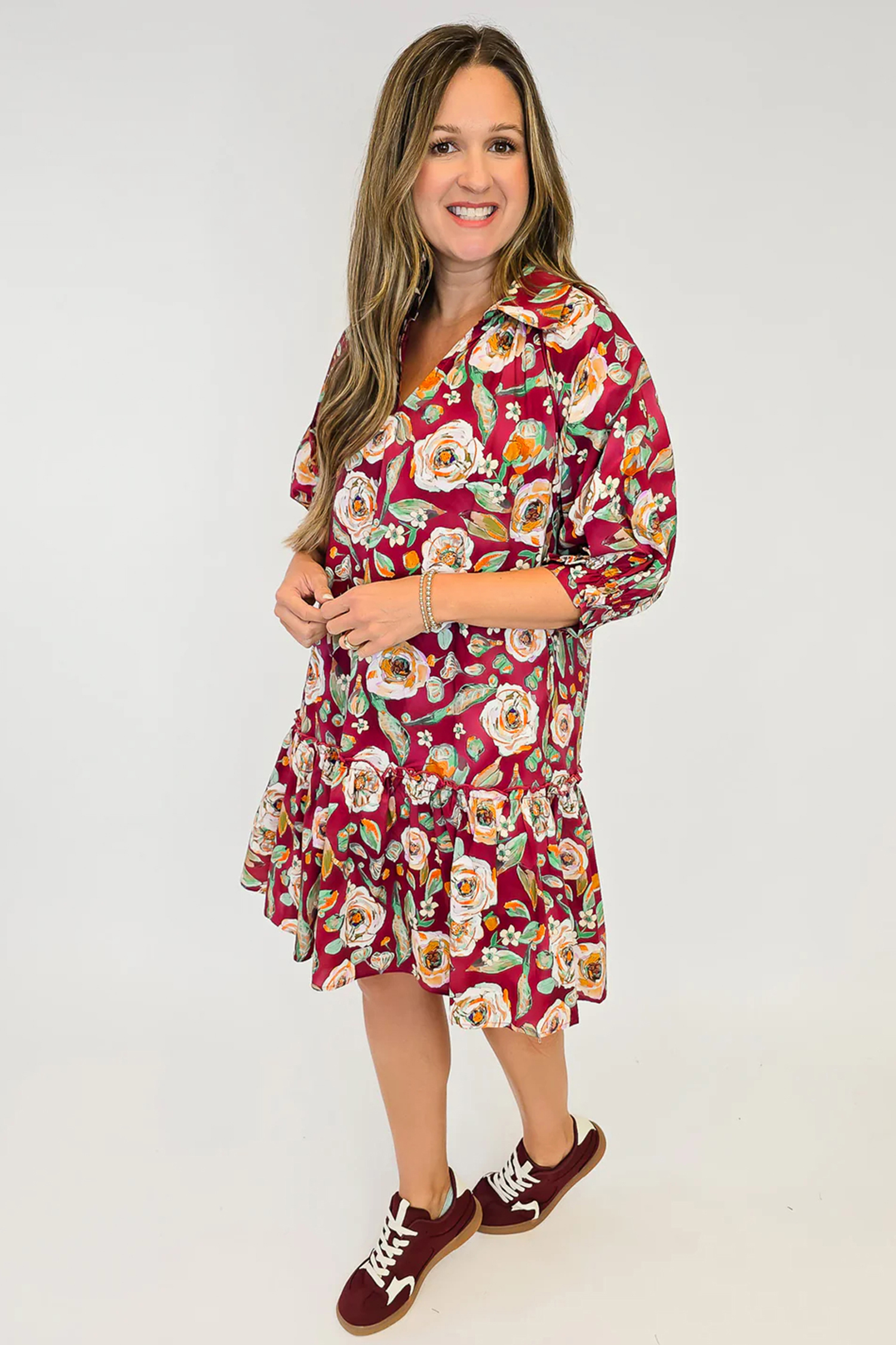 Spring Floral Shift Dress, Women's Casual Half Sleeve Mini - Detail View 9 Spring Floral Shift Dress, Women's Casual Half Sleeve Mini - Detail View 9