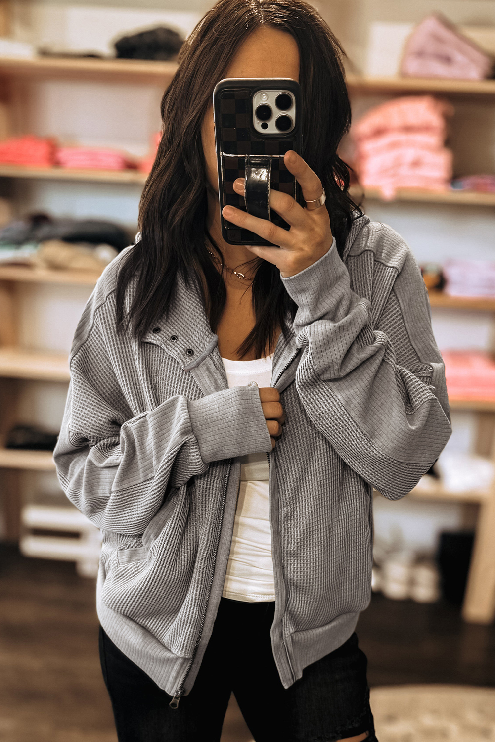 Versatile Patchwork Design Zip Up Jacket - Ideal for Daily Wear and Outdoor Activities - Detail View 3 Versatile Patchwork Design Zip Up Jacket - Ideal for Daily Wear and Outdoor Activities - Detail View 3