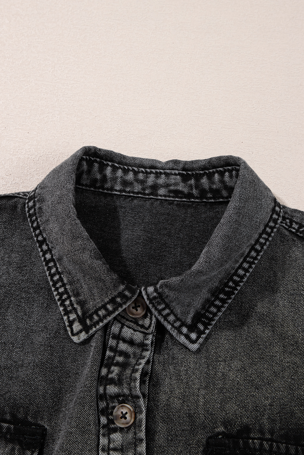 Trendy Short Sleeve Raw Hem Denim Top - Perfect for Summer Casual Wear - Detail View 15 Trendy Short Sleeve Raw Hem Denim Top - Perfect for Summer Casual Wear - Detail View 15