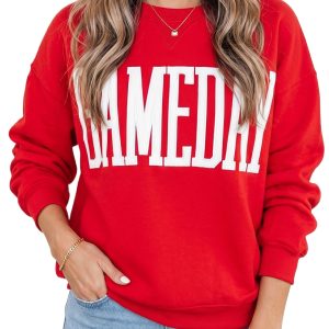 Women's Gameday Sweatshirt, Fiery Red Long Sleeve Top - Main View
