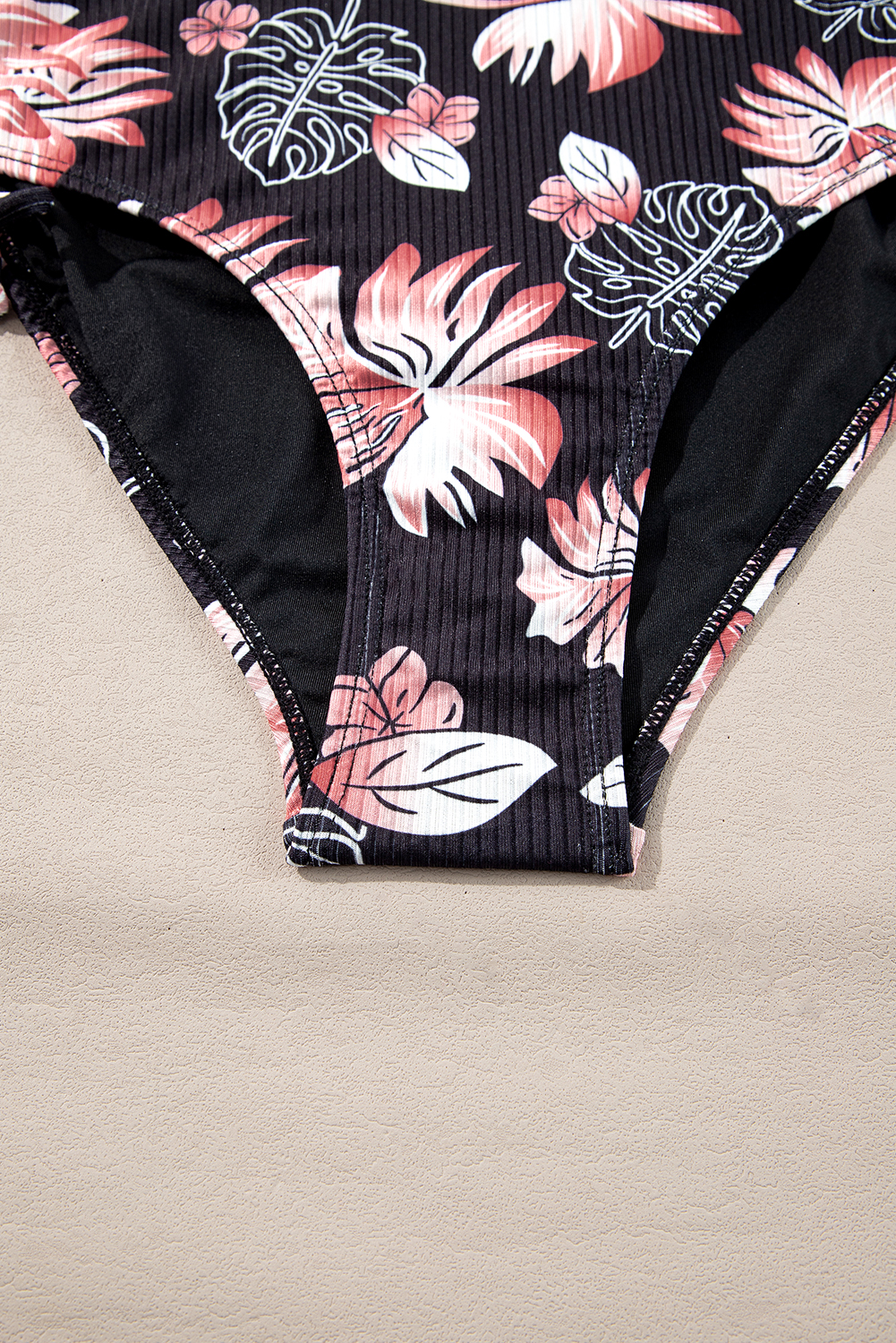Chic Black Ribbed High Waist Bikini Set for Women – Perfect Summer Swimwear - Detail View 11 Chic Black Ribbed High Waist Bikini Set for Women – Perfect Summer Swimwear - Detail View 11