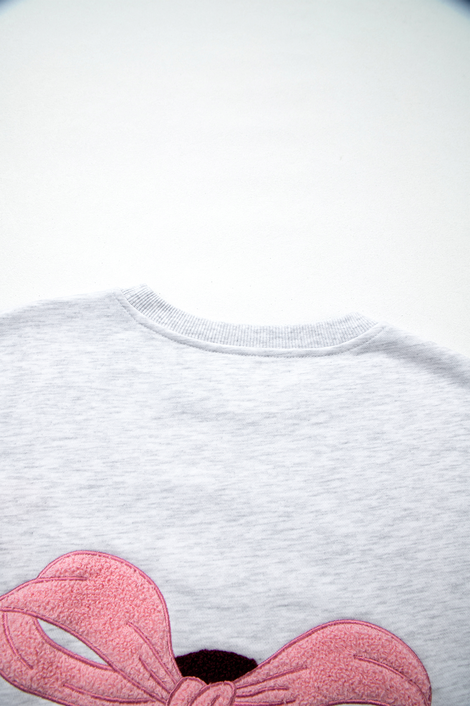 Women's Football Sweatshirt, Light Grey Embroidered Bow Top - Detail View 10 Women's Football Sweatshirt, Light Grey Embroidered Bow Top - Detail View 10