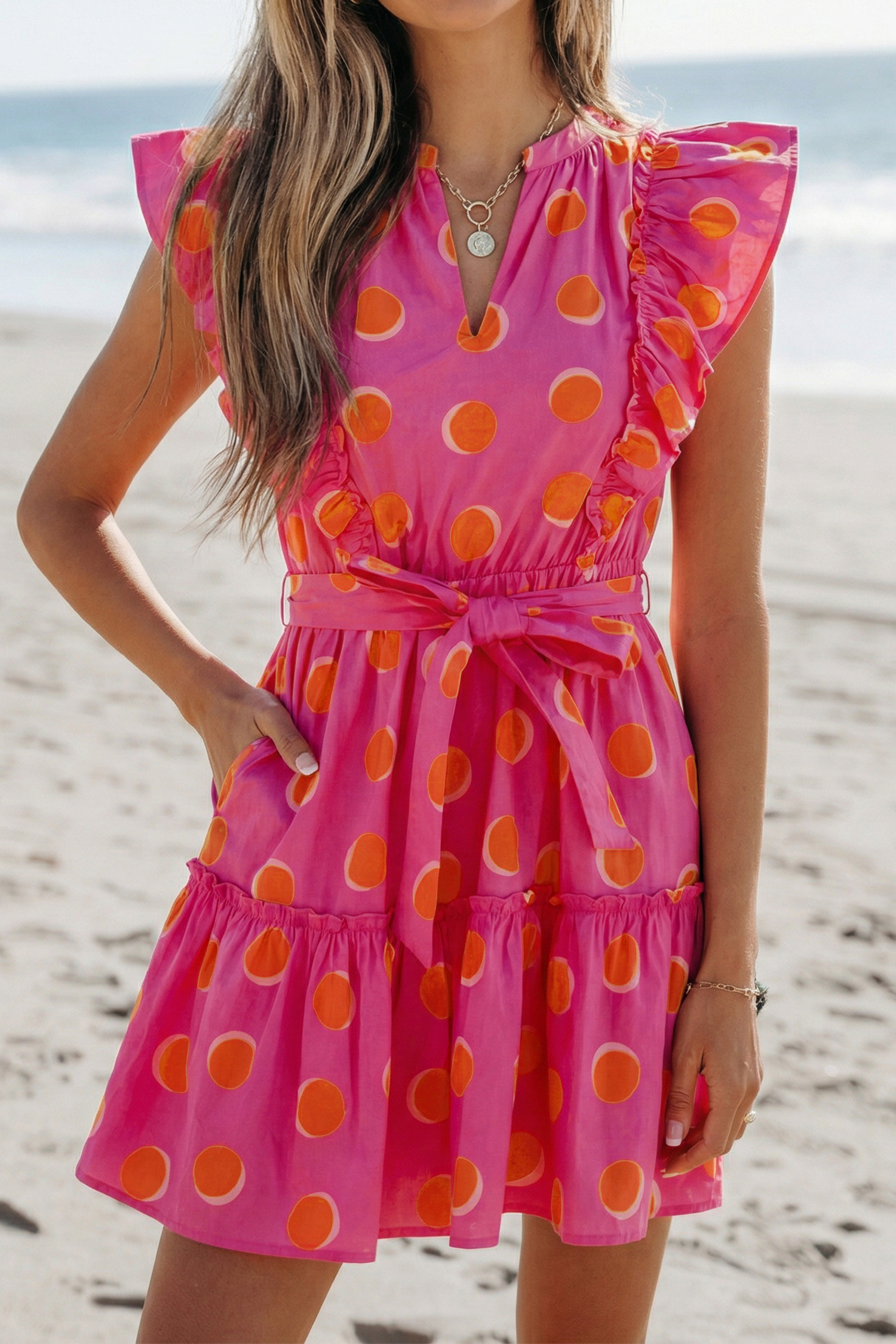 Chic Polka Dot Dress for Women – Ruffled Easter Gift Mini - Detail View 3 Chic Polka Dot Dress for Women – Ruffled Easter Gift Mini - Detail View 3