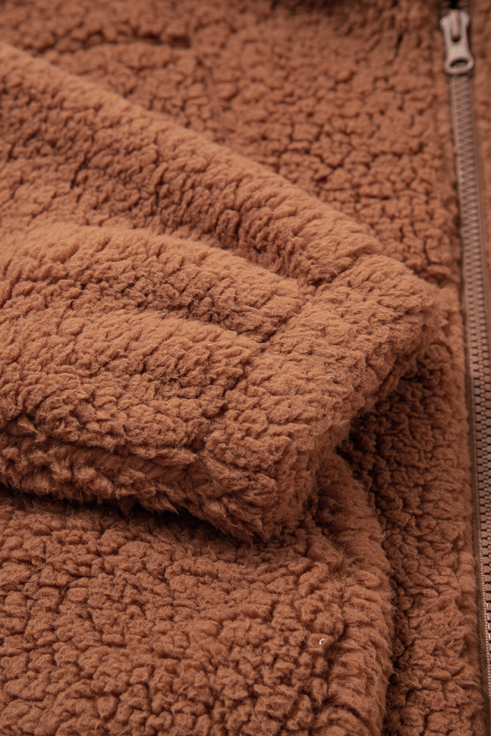 Versatile Straw Yellow Fleece Sherpa Hooded Jacket for Women - Detail View 15 Versatile Straw Yellow Fleece Sherpa Hooded Jacket for Women - Detail View 15