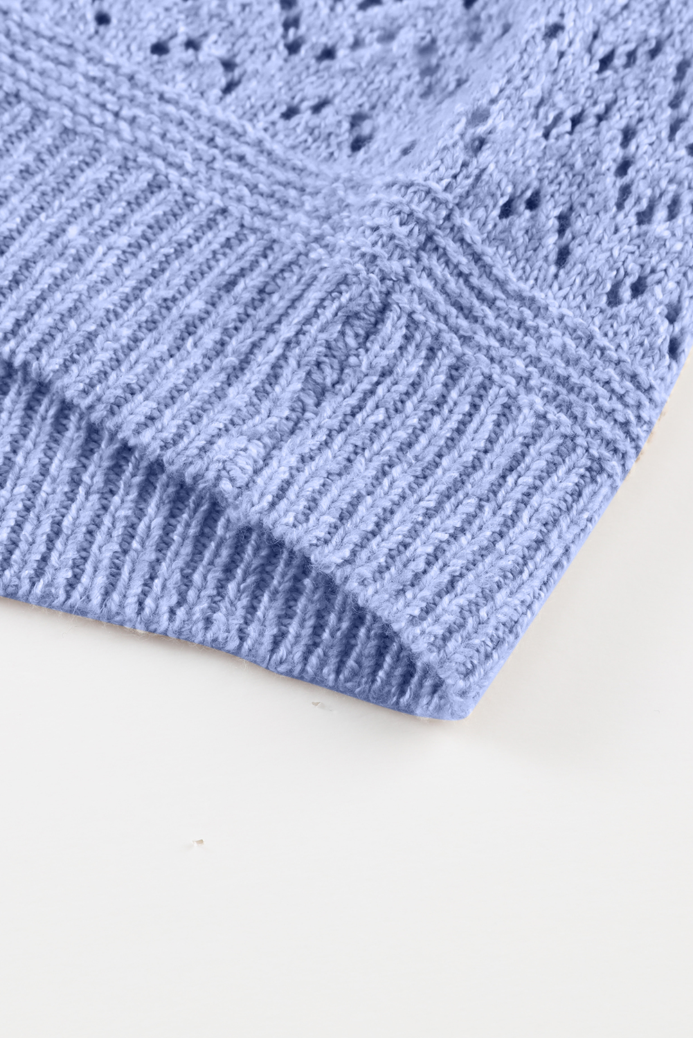 Chic and Casual Sky Blue Sweater - V Neck with Unique Eyelet Design - Detail View 14 Chic and Casual Sky Blue Sweater - V Neck with Unique Eyelet Design - Detail View 14