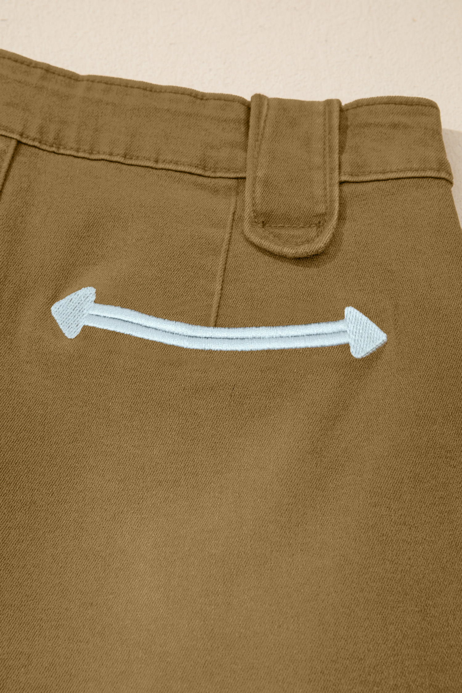 Western Denim Shorts, Khaki Arrow Detail For Women - Detail View 14 Western Denim Shorts, Khaki Arrow Detail For Women - Detail View 14