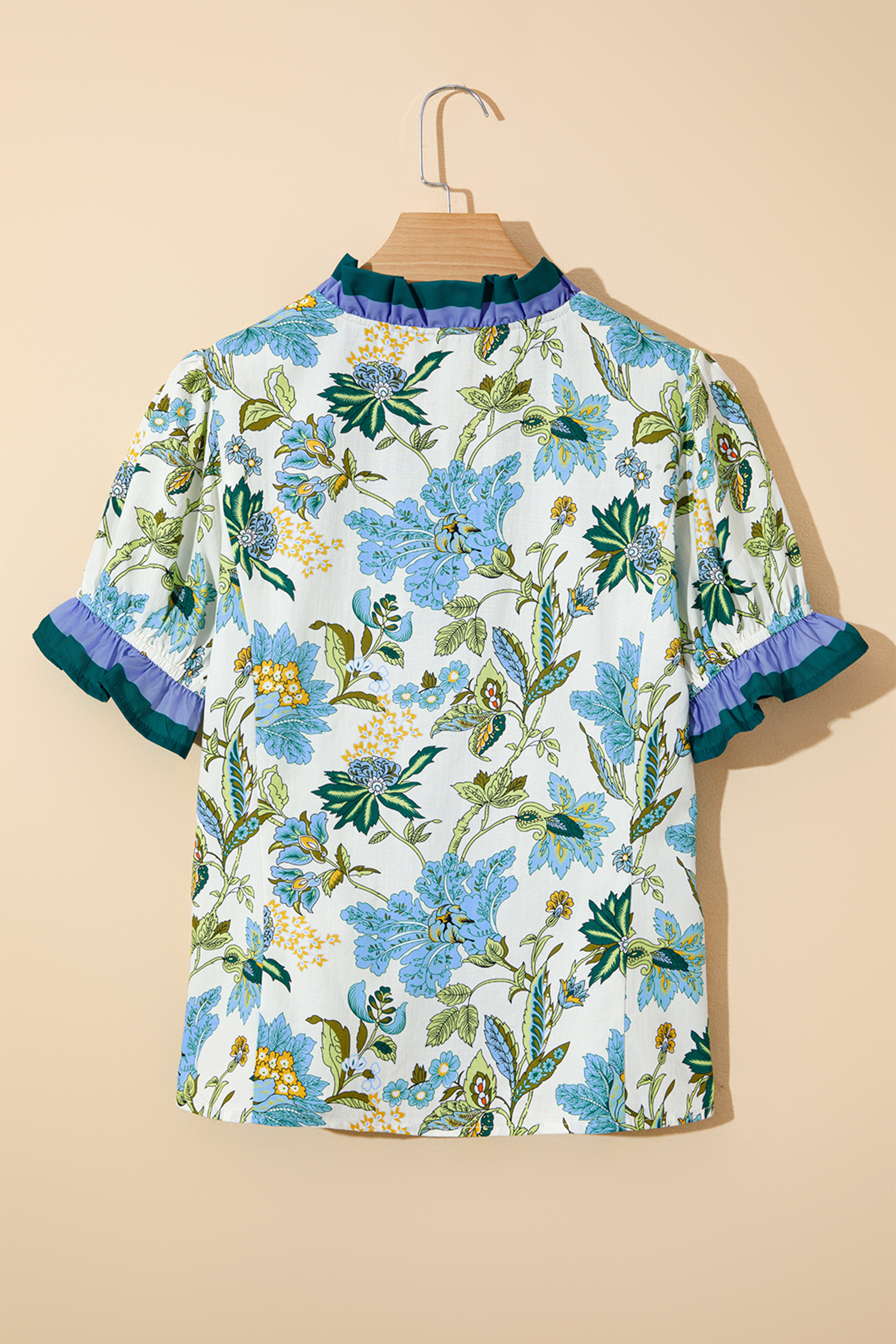 Southern Belle Inspired Beige Floral Blouse – Perfect for Daily Wear and Summer Vacations - Detail View 9 Southern Belle Inspired Beige Floral Blouse – Perfect for Daily Wear and Summer Vacations - Detail View 9