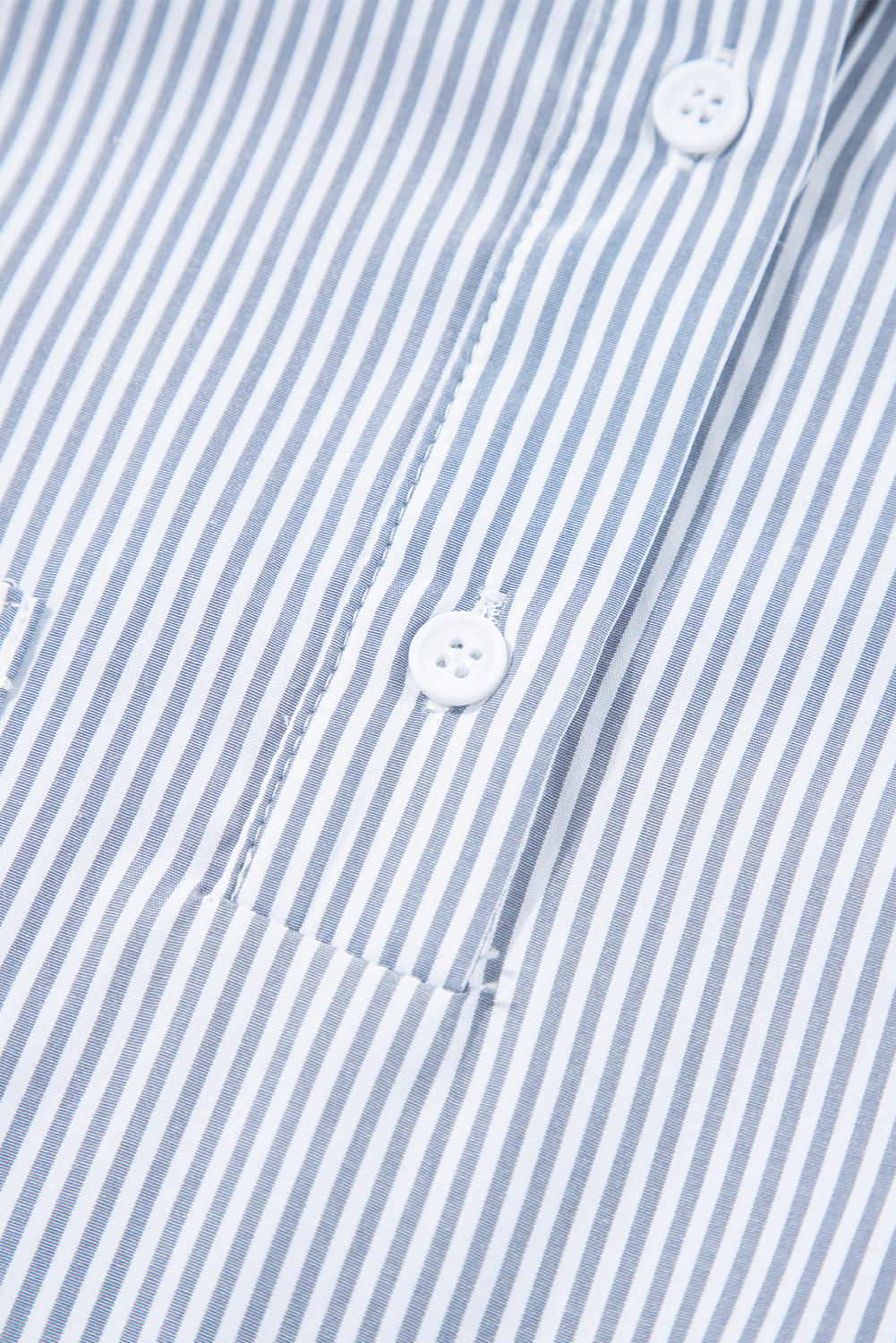 Women's Gray Pinstripe Blouse – Smocked Cuff Office Shirt - Detail View 13 Women's Gray Pinstripe Blouse – Smocked Cuff Office Shirt - Detail View 13