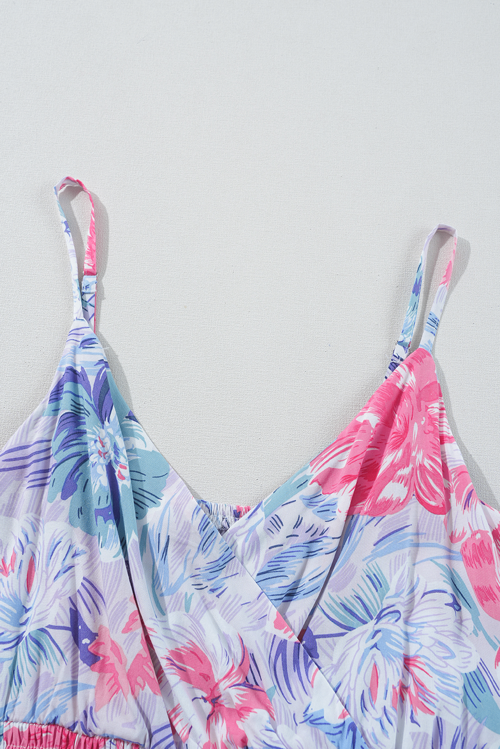Chic Floral Print Surplice Neck Dress for Vacation - Sky Blue - Detail View 10 Chic Floral Print Surplice Neck Dress for Vacation - Sky Blue - Detail View 10