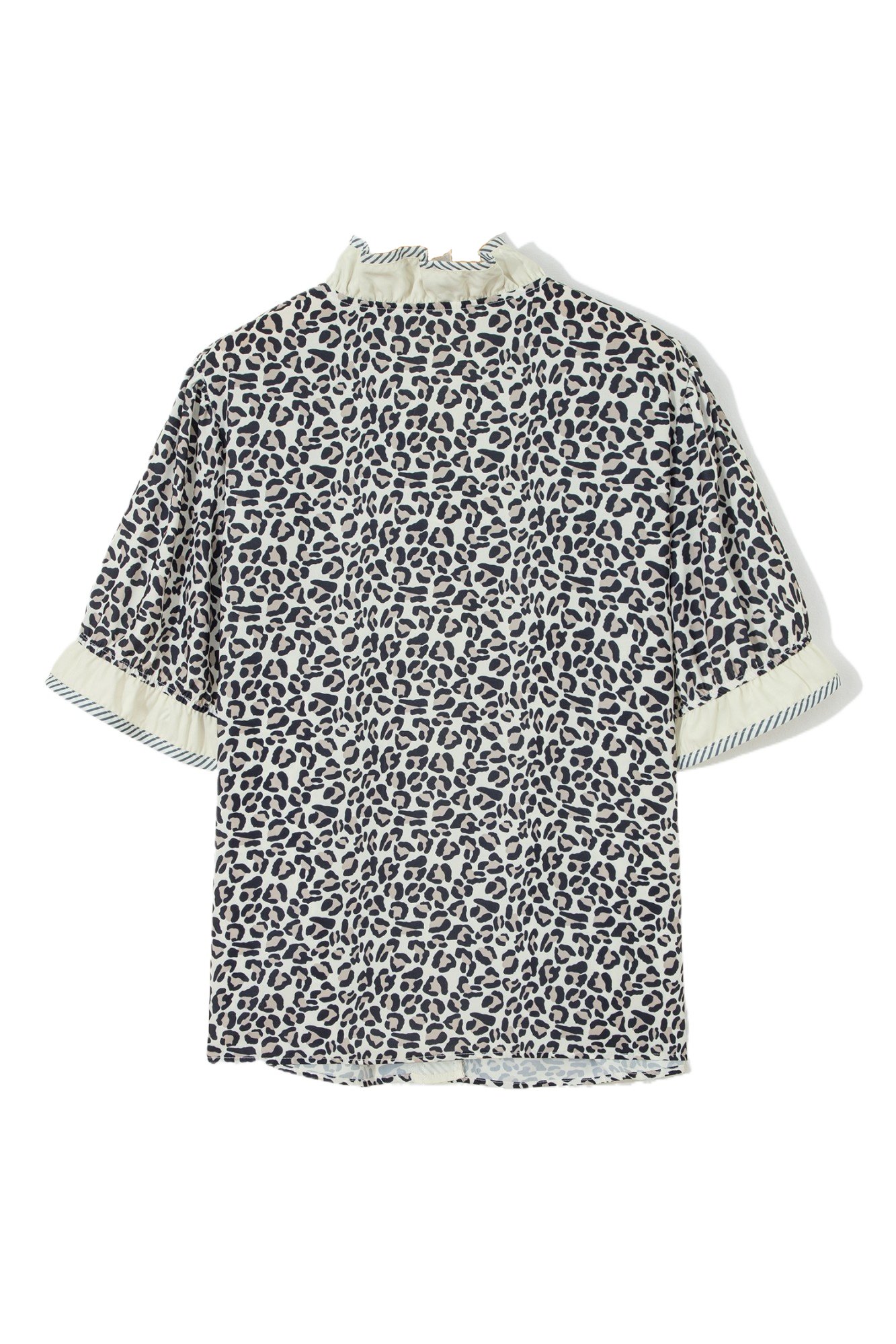 Women's Plus Leopard Print Blouse – Frilled V Neck Short Sleeve Top, Casual Western Summer Shirt - Main View Women's Plus Leopard Print Blouse – Frilled V Neck Short Sleeve Top, Casual Western Summer Shirt - Main View