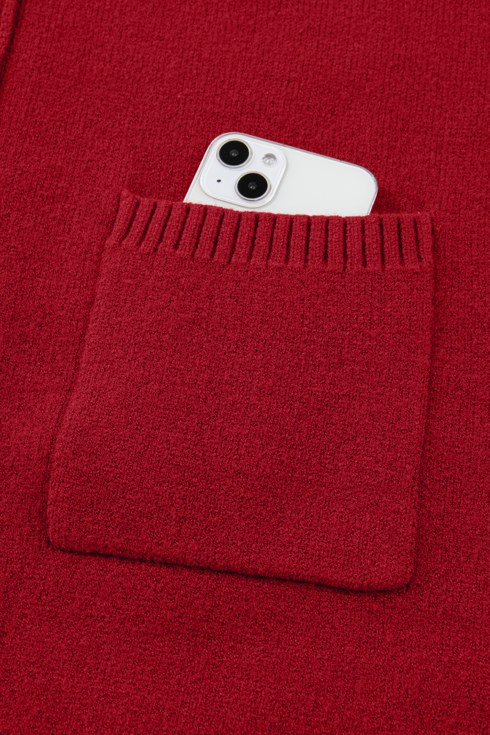 Versatile Women's Mini Fiery Red Ribbed Dress with Front Pockets – Everyday Comfort - Detail View 15 Versatile Women's Mini Fiery Red Ribbed Dress with Front Pockets – Everyday Comfort - Detail View 15