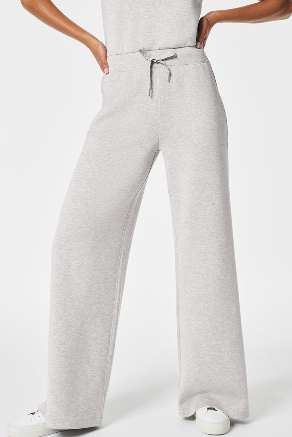 Women's Jumpsuit, Light Grey, Sleeveless, Crew Neck, High Waist, Drawstring, Casual Wear, Solid Color, Summer Fashion, Wide Leg, Comfortable Fit, Daily Wear, Versatile Style, Tops, Bottoms & Rompers - Detail View 4 Women's Jumpsuit, Light Grey, Sleeveless, Crew Neck, High Waist, Drawstring, Casual Wear, Solid Color, Summer Fashion, Wide Leg, Comfortable Fit, Daily Wear, Versatile Style, Tops, Bottoms & Rompers - Detail View 4