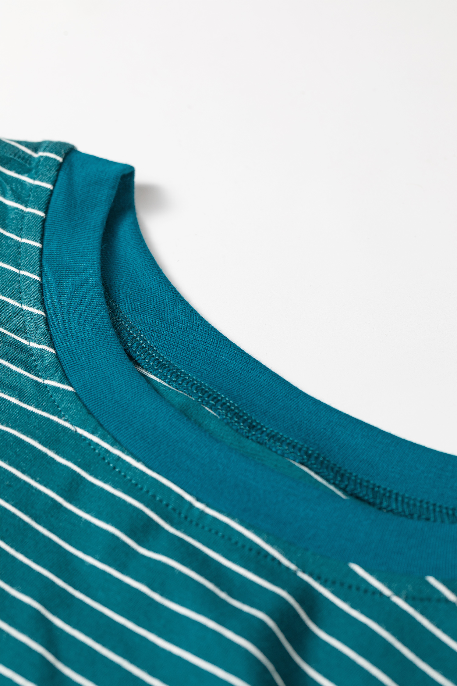 Green Striped Lounge Set, Relaxed Long Sleeve Crew Neck - Detail View 8 Green Striped Lounge Set, Relaxed Long Sleeve Crew Neck - Detail View 8