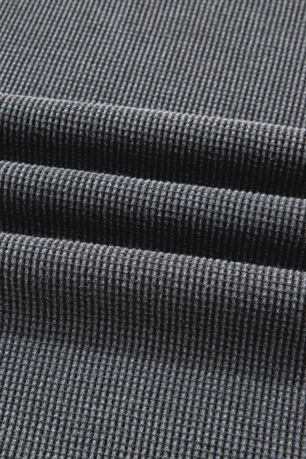 Cozy Dark Grey Waffle Knit Patchwork Top for Women – Perfect for Fall Adventures and Casual Outings - Detail View 12 Cozy Dark Grey Waffle Knit Patchwork Top for Women – Perfect for Fall Adventures and Casual Outings - Detail View 12