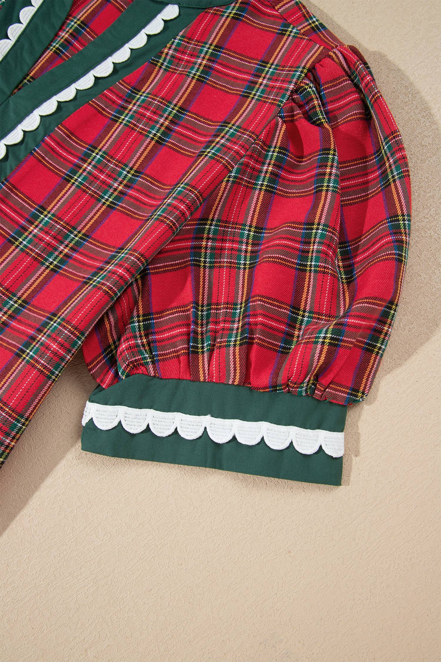 Women's Plaid Shift Mini Dress, Casual Short Sleeve Red - Detail View 13 Women's Plaid Shift Mini Dress, Casual Short Sleeve Red - Detail View 13