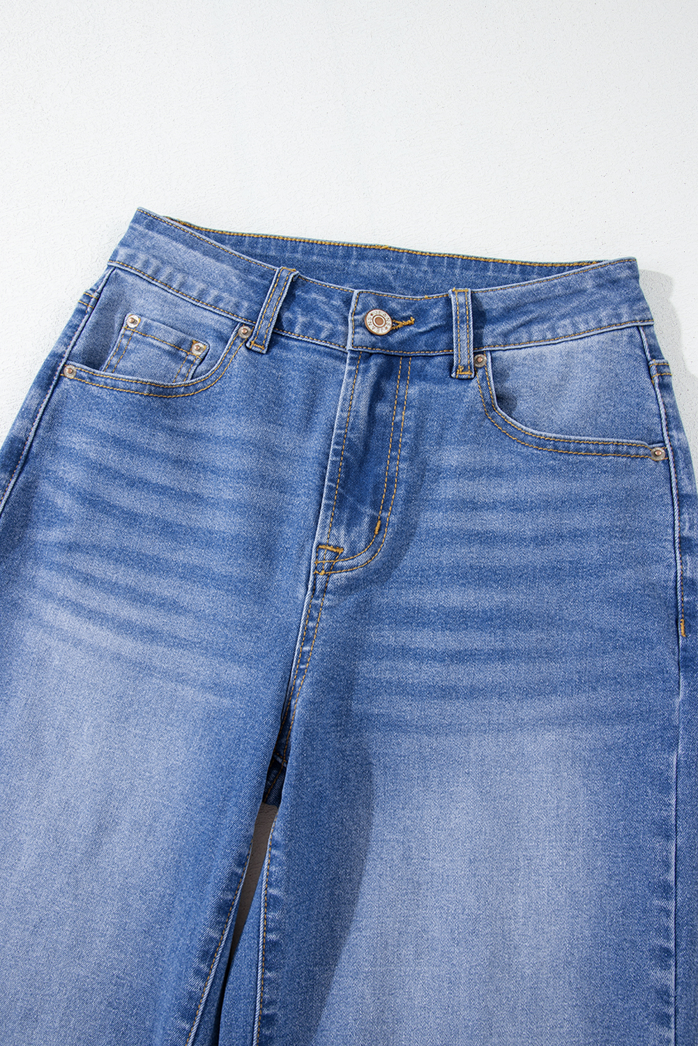 Versatile Women's Sail Blue Loose Jeans – High Rise Straight Cut with Raw Hem Cuffs, Ideal for Autumn Everyday Style - Detail View 15 Versatile Women's Sail Blue Loose Jeans – High Rise Straight Cut with Raw Hem Cuffs, Ideal for Autumn Everyday Style - Detail View 15