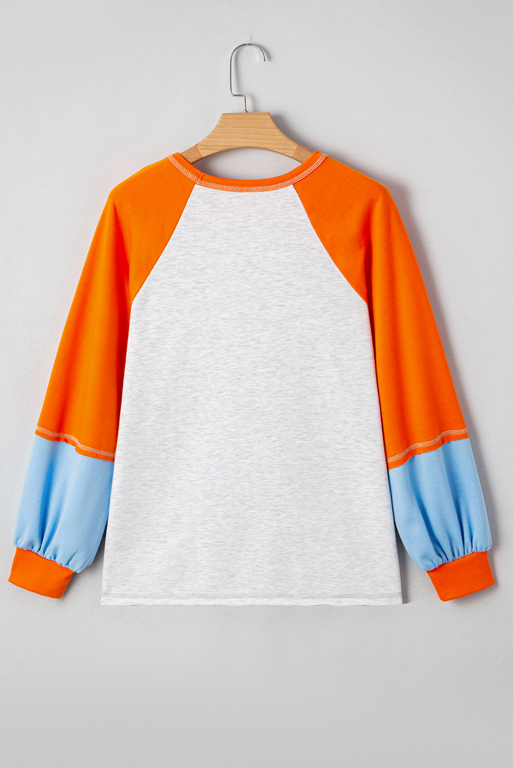 Casual Light Grey Thanksgiving Top with Sequin Turkey Design – Perfect Long Sleeve Color Block Shirt for Autumn Days - Detail View 6 Casual Light Grey Thanksgiving Top with Sequin Turkey Design – Perfect Long Sleeve Color Block Shirt for Autumn Days - Detail View 6