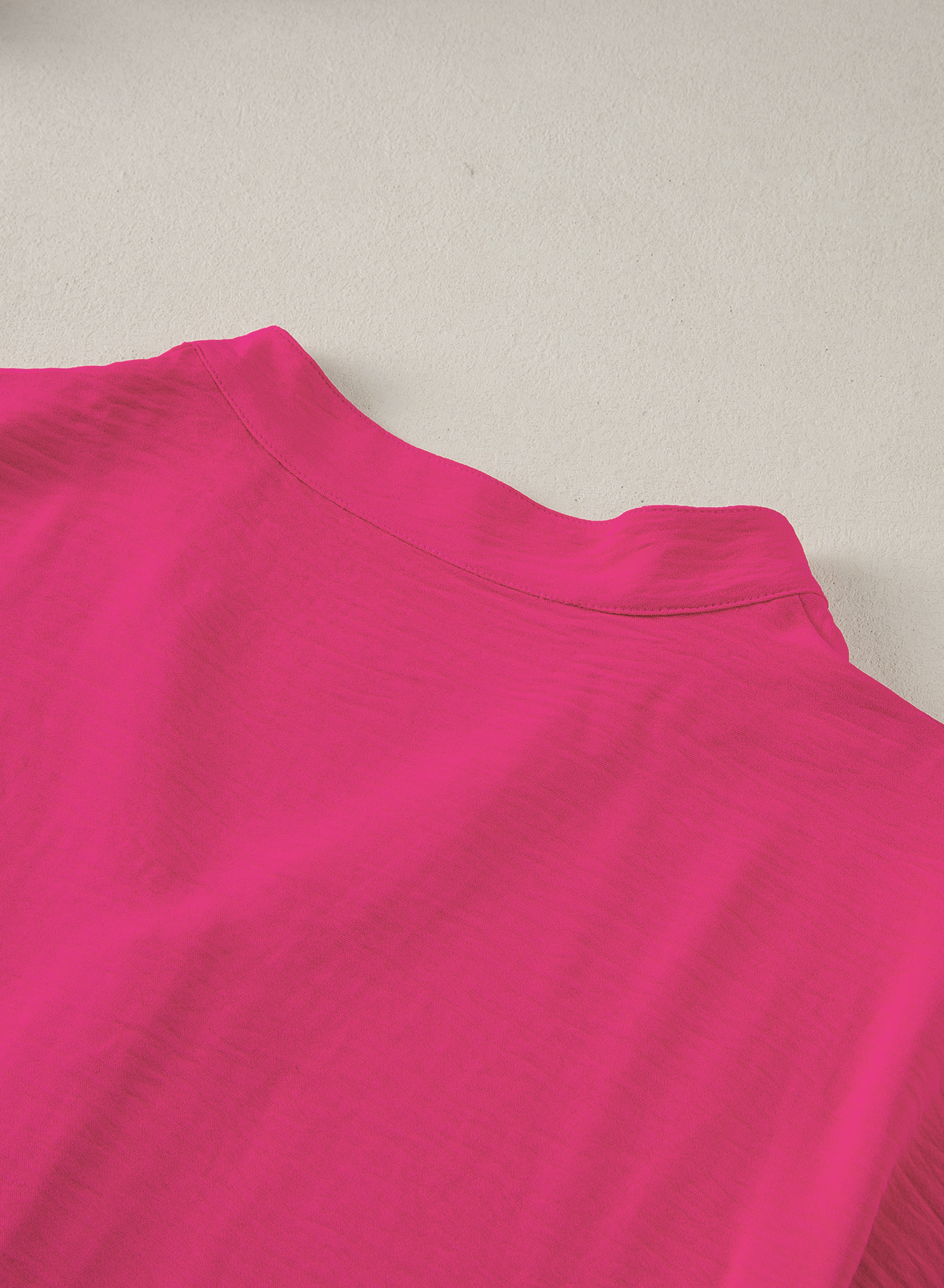 Stylish Rose Red Short Sleeve Blouse - Perfect for Daily and Office Wear - Detail View 11 Stylish Rose Red Short Sleeve Blouse - Perfect for Daily and Office Wear - Detail View 11