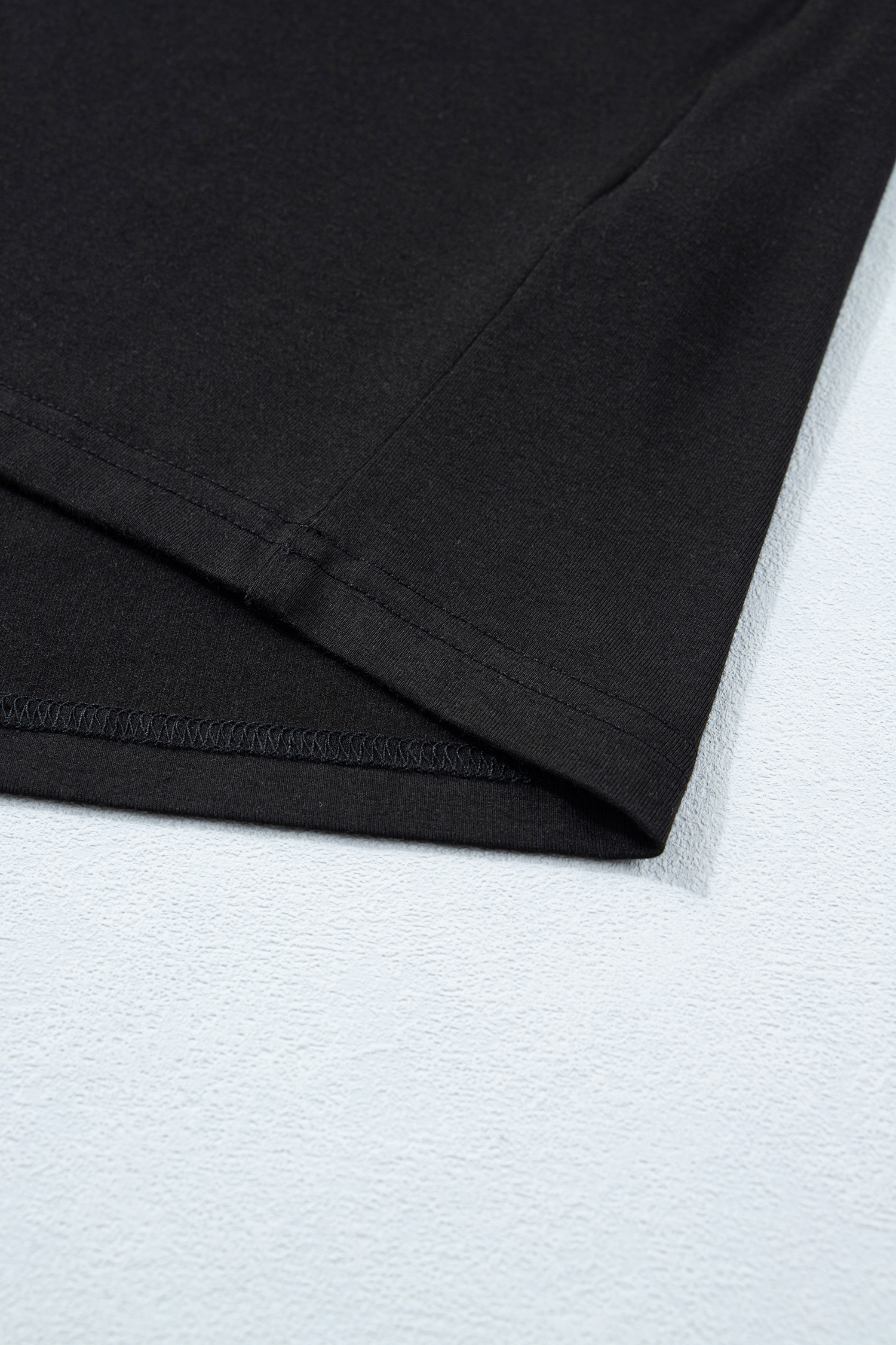 Women's Casual Office Ensemble – Solid Black Oversized T-Shirt and Mini Wrap Skort, 2-Piece Set - Detail View 8 Women's Casual Office Ensemble – Solid Black Oversized T-Shirt and Mini Wrap Skort, 2-Piece Set - Detail View 8